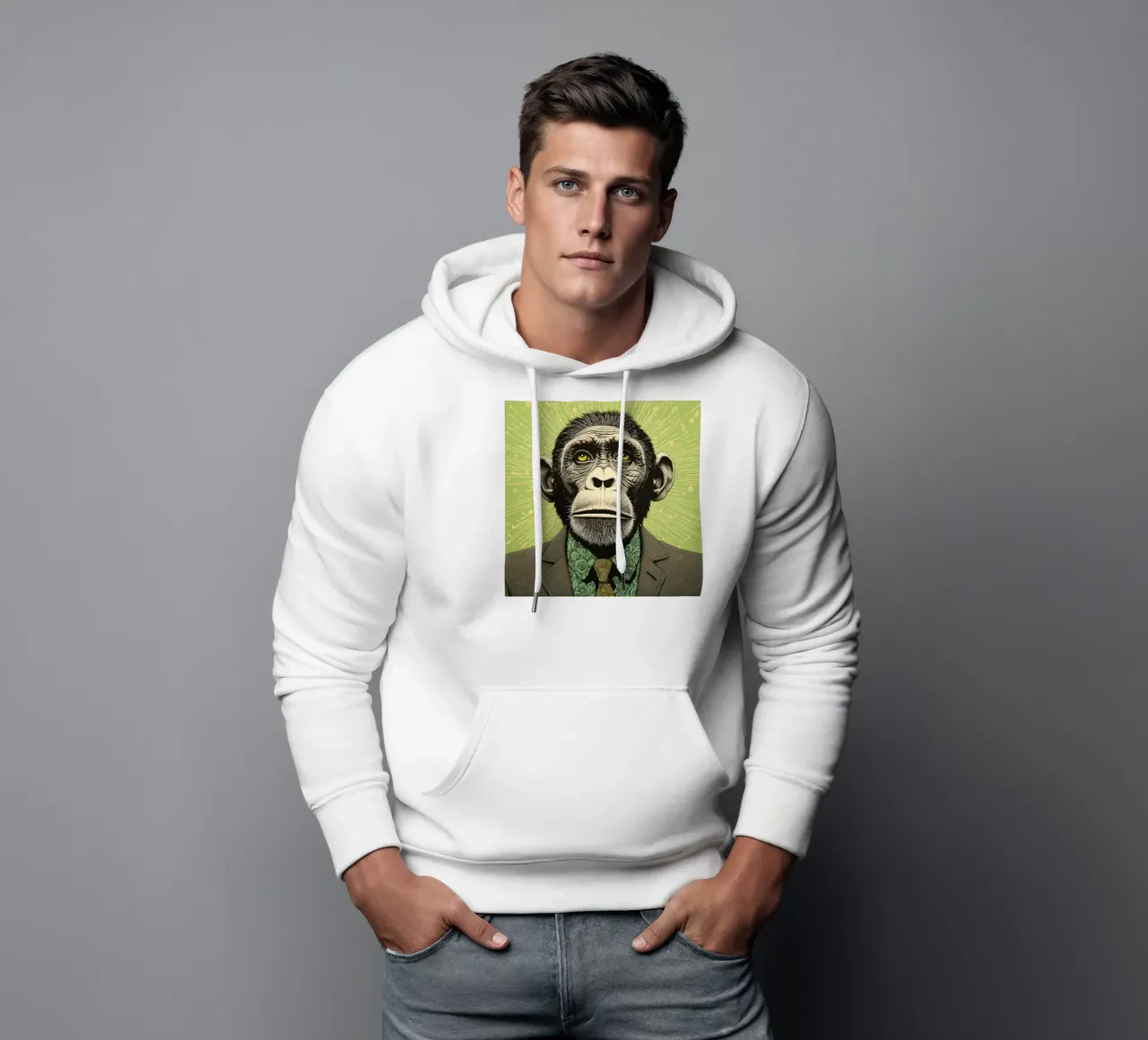 Scimpanzé verde felpa con cappuccio da Minimal Animal Art