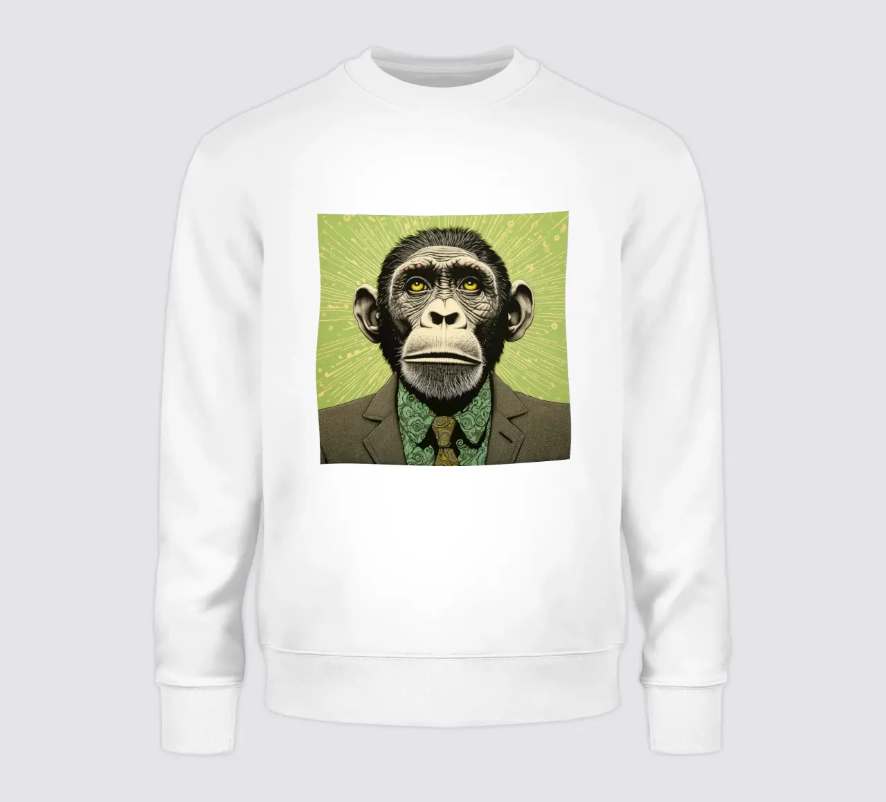 Grüner Schimpanse 3 Sweatshirt von Minimal Animal Art