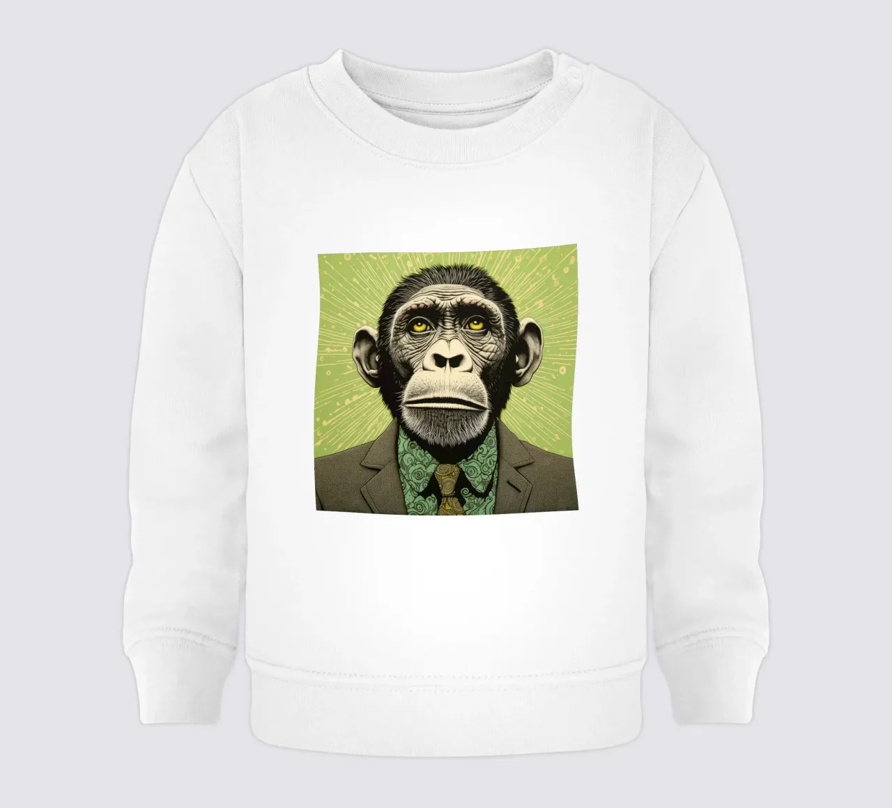 Grüner Schimpanse 3 Baby Sweatshirt von Minimal Animal Art