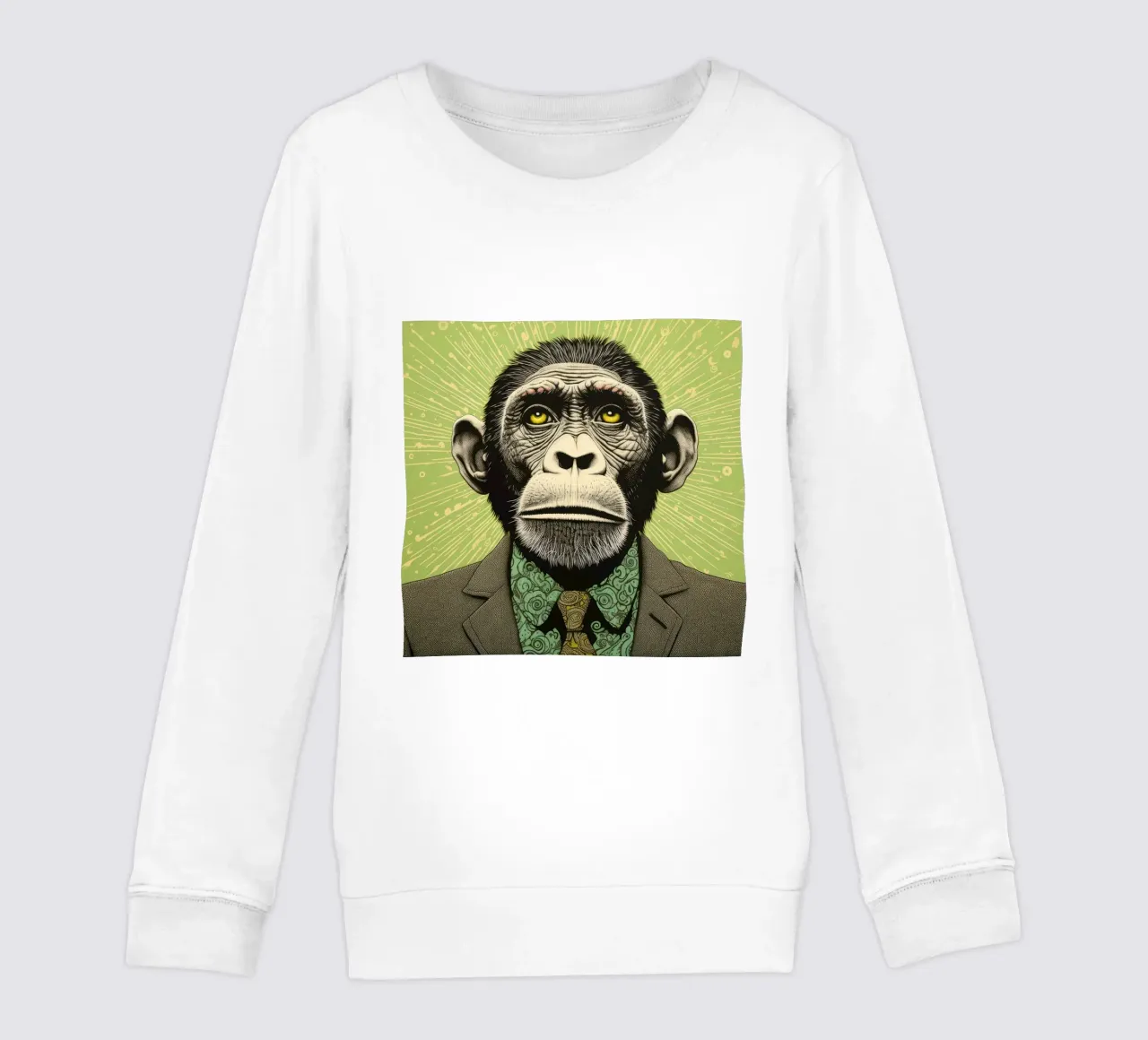 Chimpancé verde 3 sudadera para niño de Minimal Animal Art