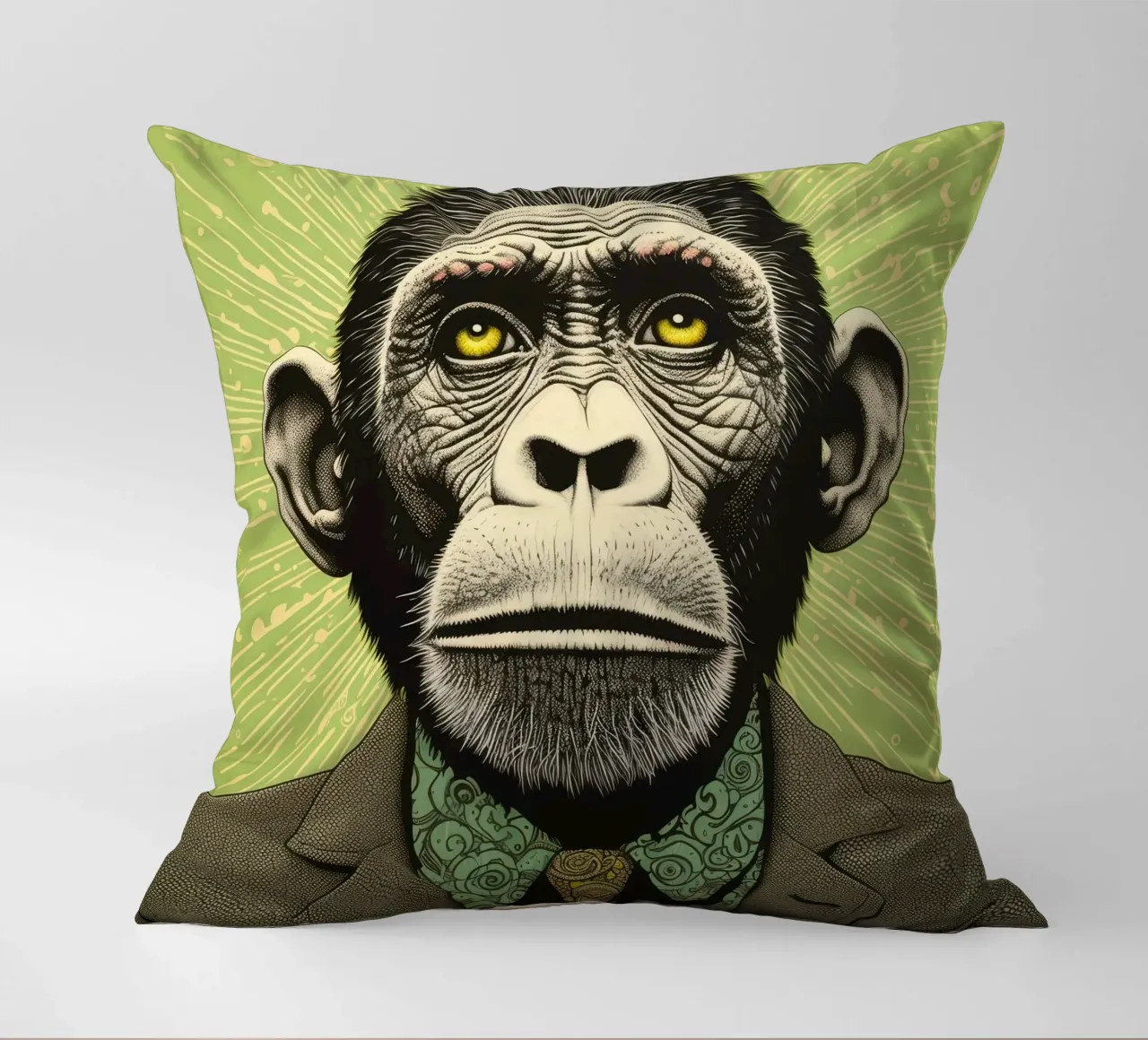 Scimpanzé verde cuscino da Minimal Animal Art