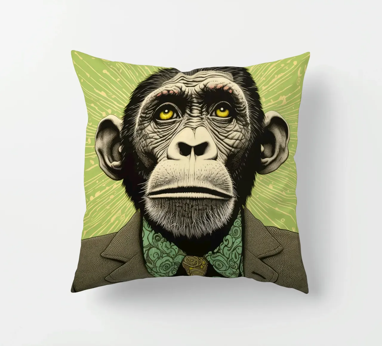 Scimpanzé verde cuscino da Minimal Animal Art