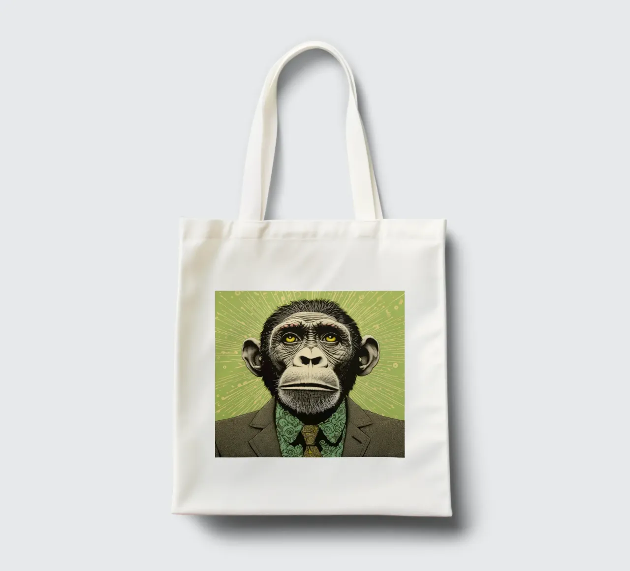 Scimpanzé verde 3 borsa in juta da Minimal Animal Art