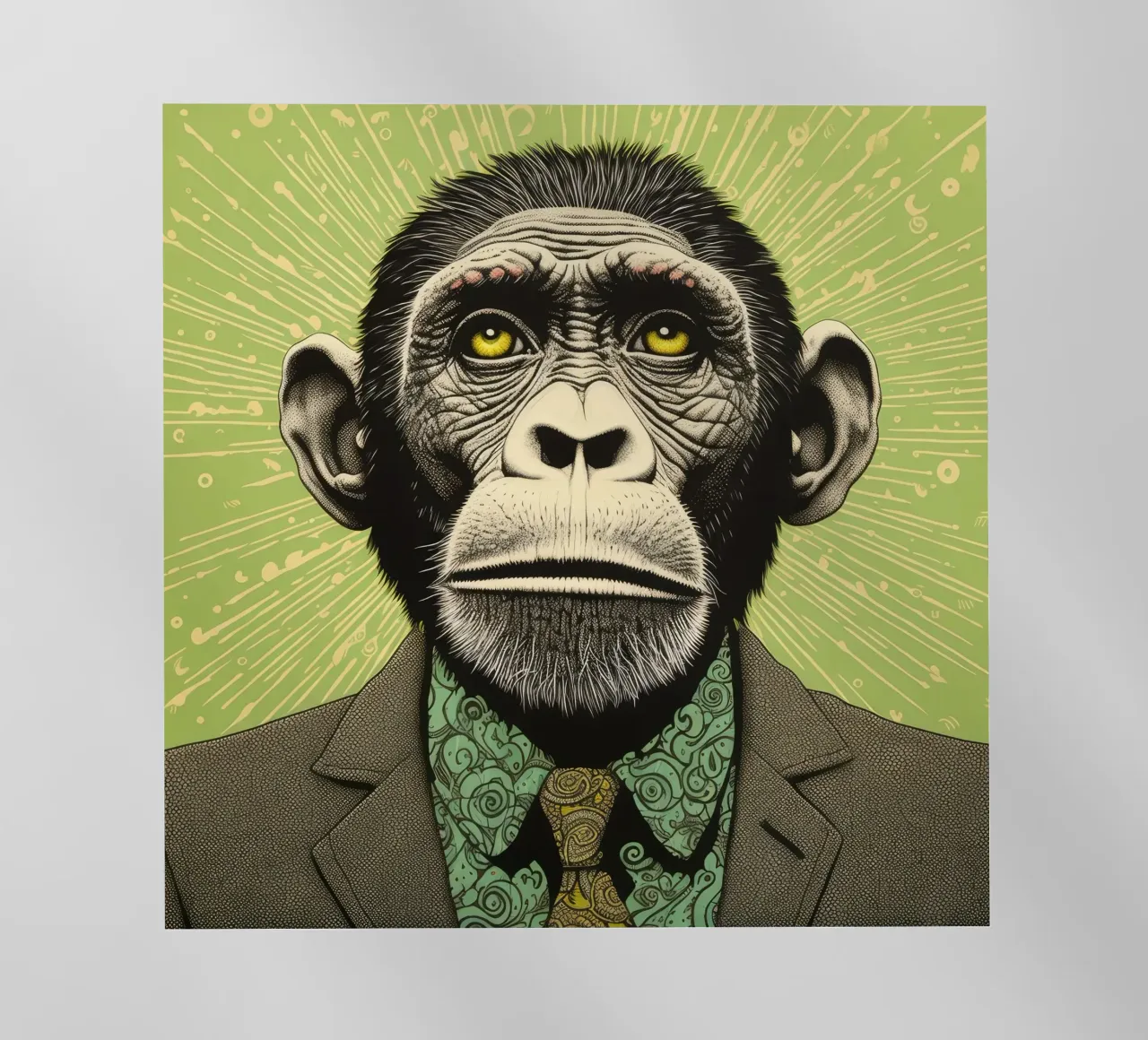Scimpanzé verde pellicola backlit da Minimal Animal Art