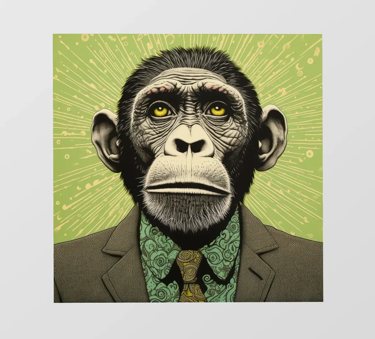 Scimpanzé verde pellicola backlit da Minimal Animal Art