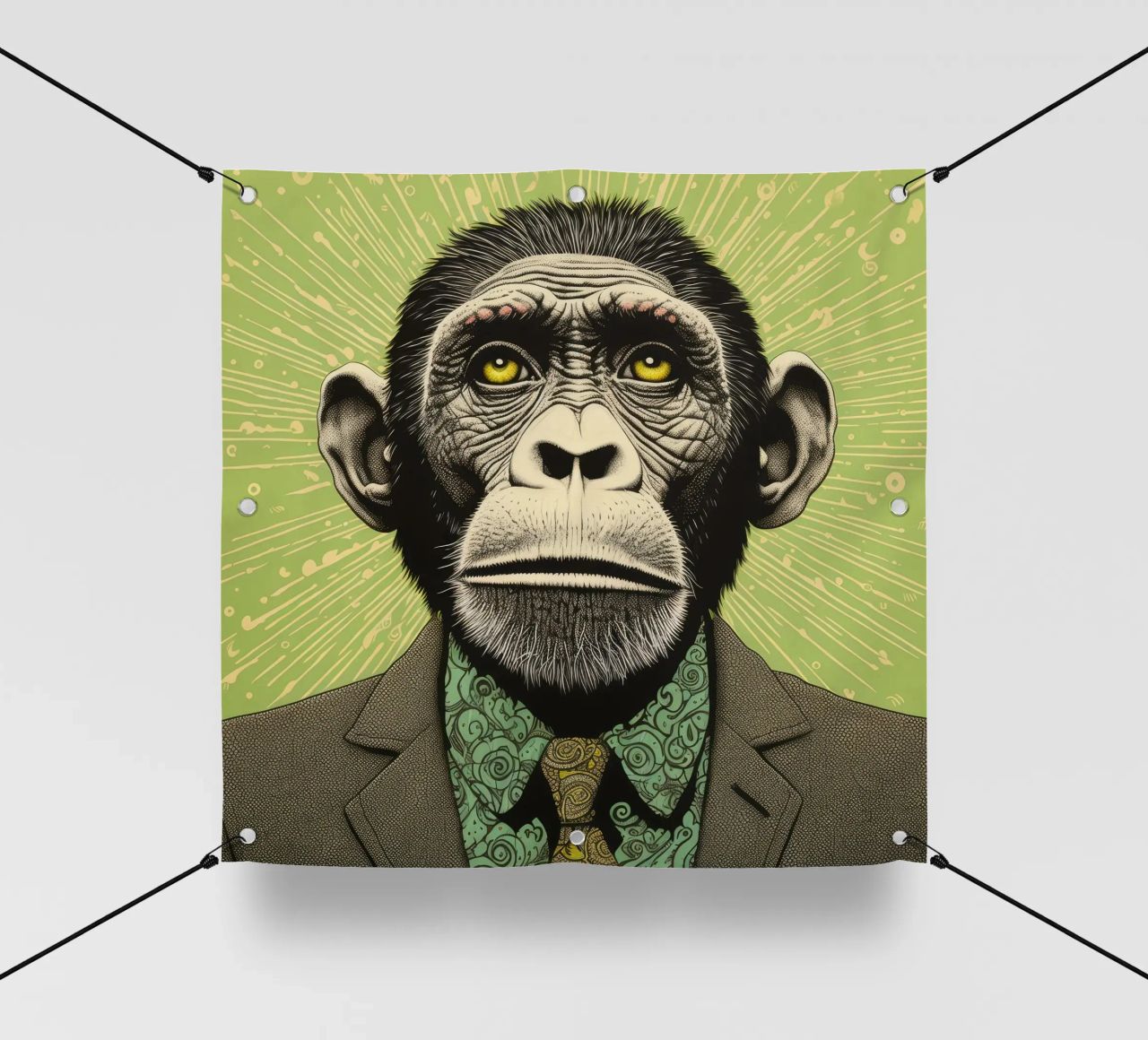 Scimpanzé verde 3 telo in pvc da Minimal Animal Art