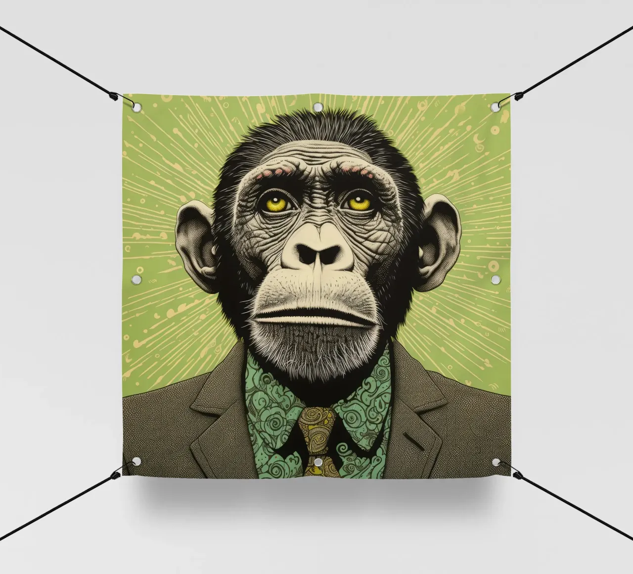 Green Chimpanzee 3 pvc cover by Minimal Animal Art