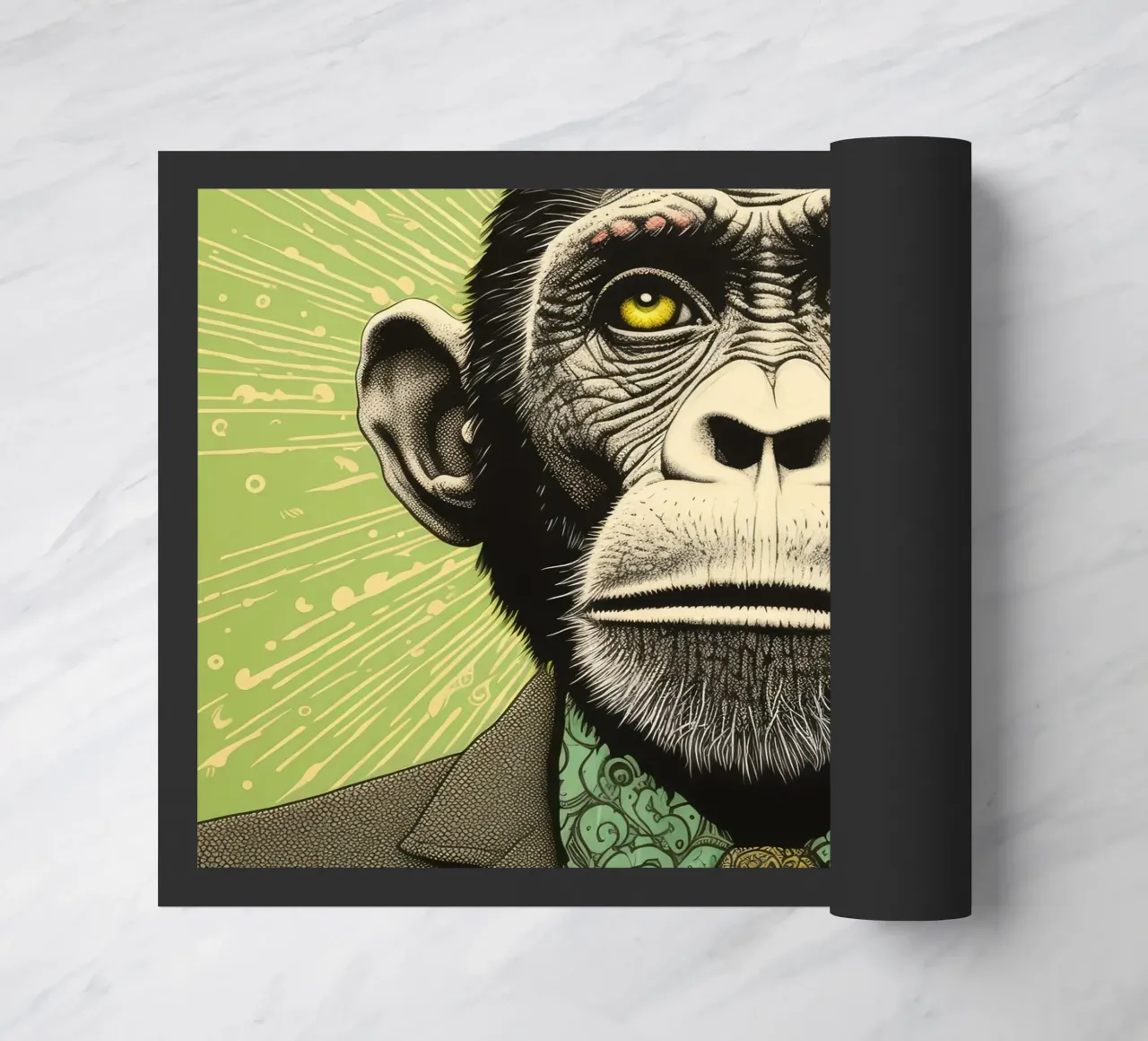 Grüner Schimpanse 3 Fußmatte von Minimal Animal Art