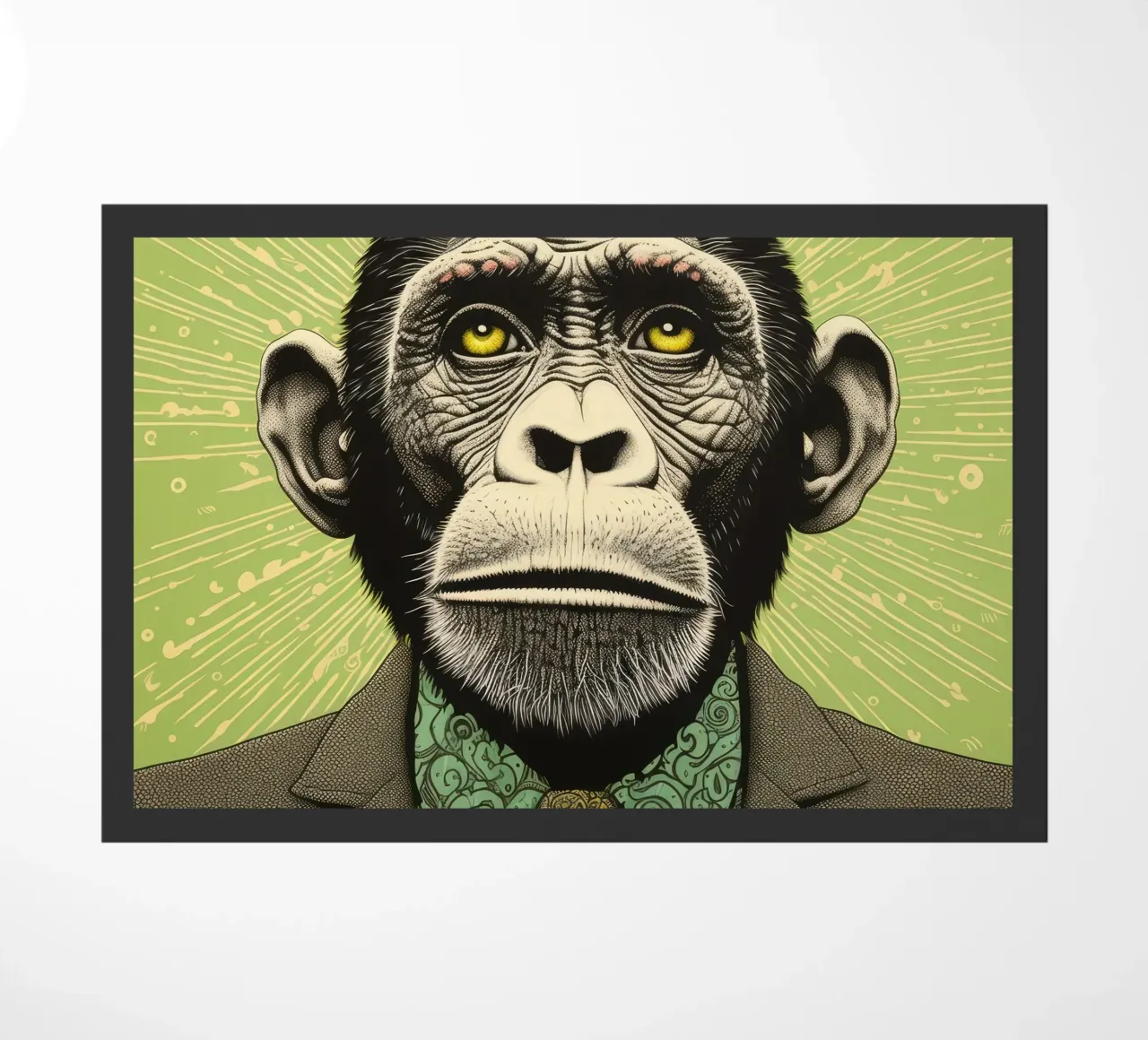 Grüner Schimpanse 3 Fußmatte von Minimal Animal Art