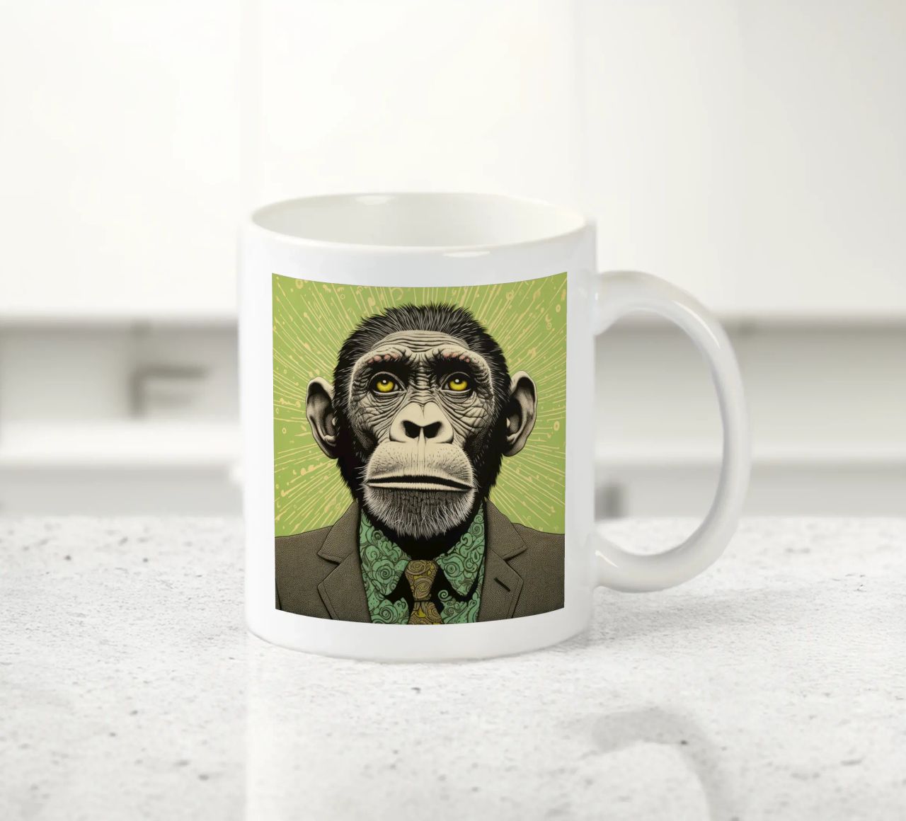 Scimpanzé verde 3 tazza in ceramica da Minimal Animal Art