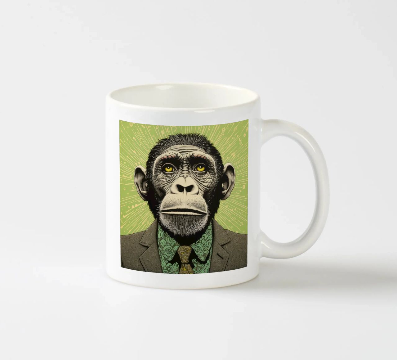 Scimpanzé verde 3 tazza in ceramica da Minimal Animal Art