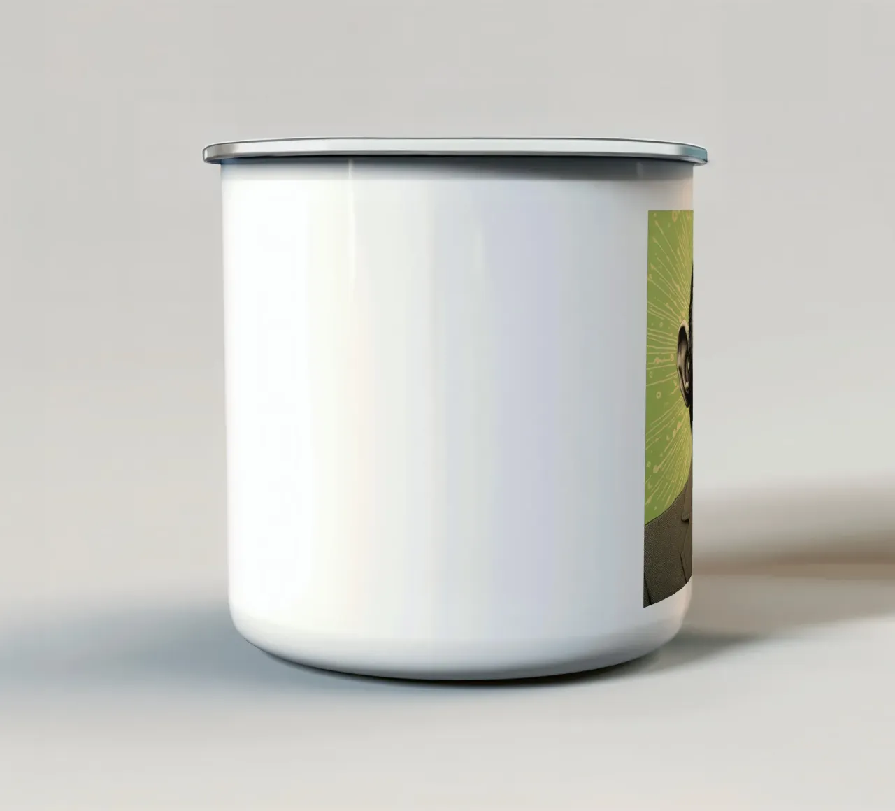 Grüner Schimpanse 3 Emaille Tasse von Minimal Animal Art