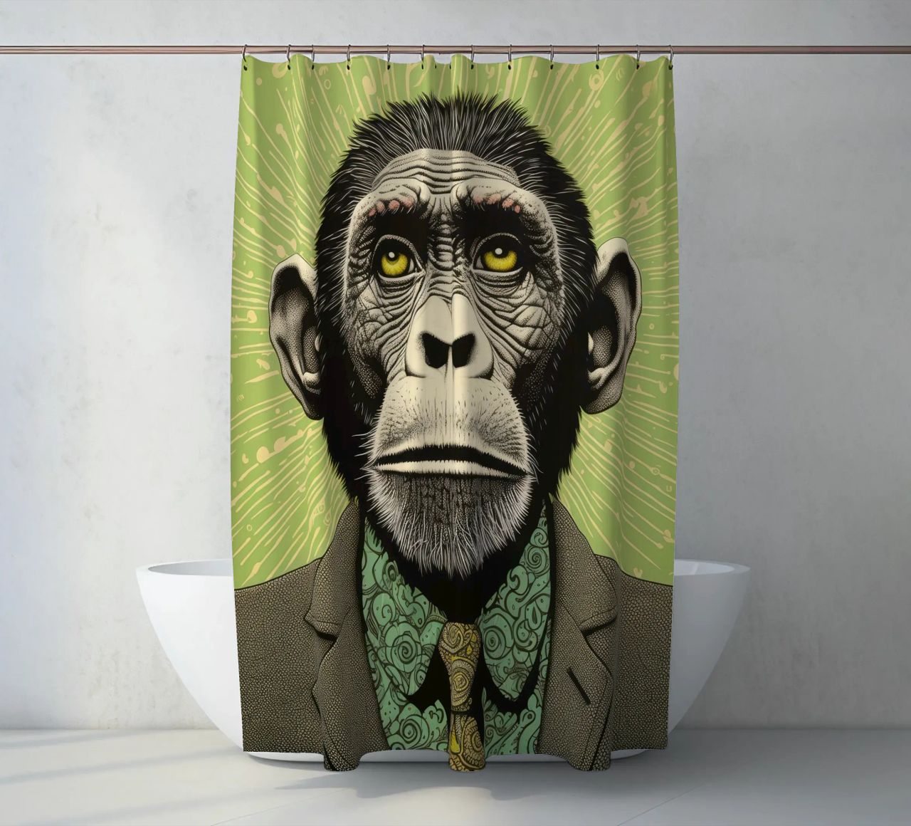Scimpanzé verde 3 tenda da doccia da Minimal Animal Art