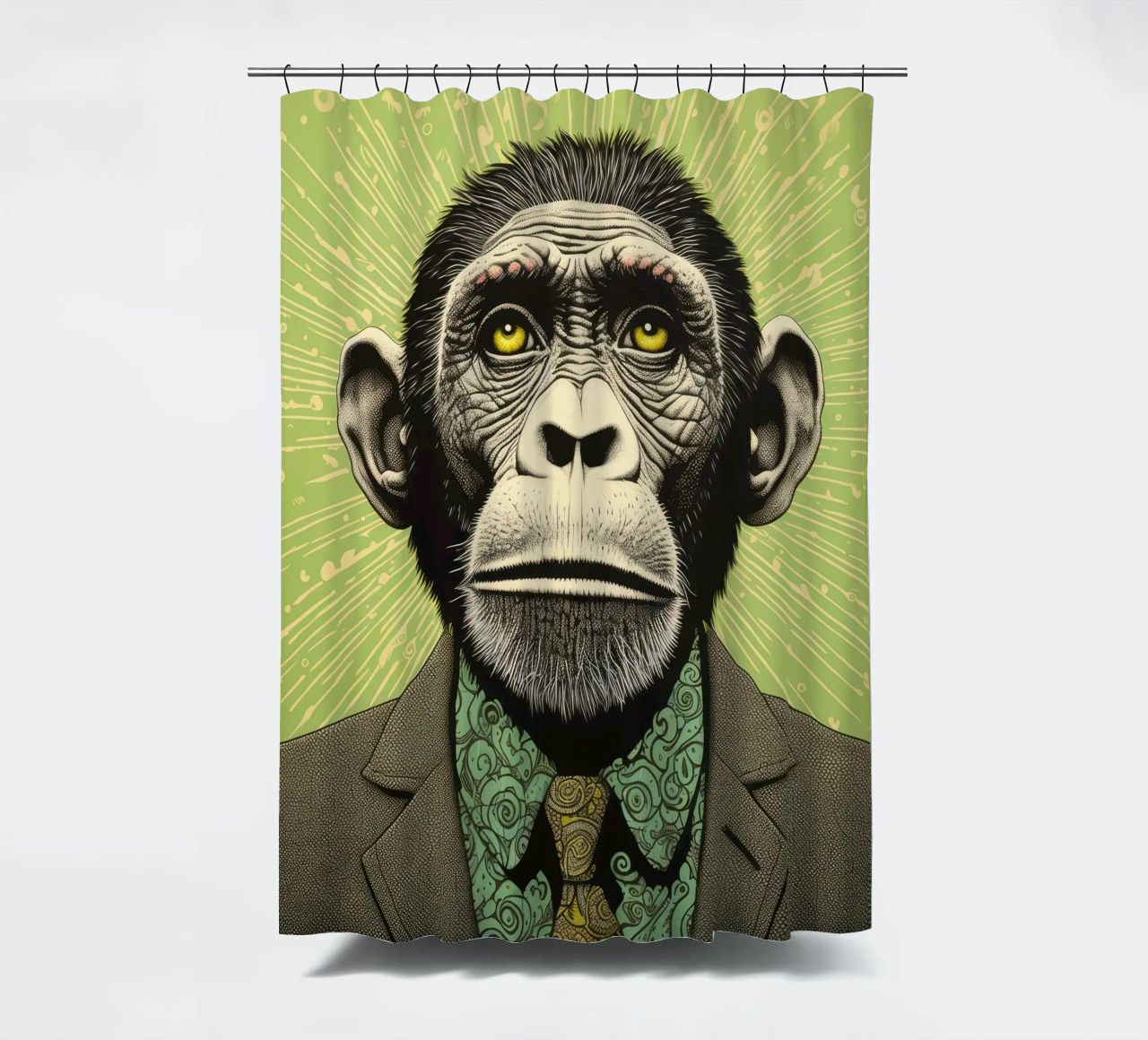 Scimpanzé verde 3 tenda da doccia da Minimal Animal Art