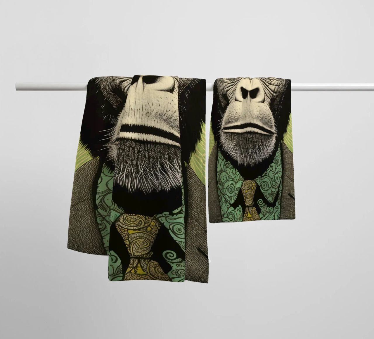 Scimpanzé verde 3 asciugamano da bagno da Minimal Animal Art