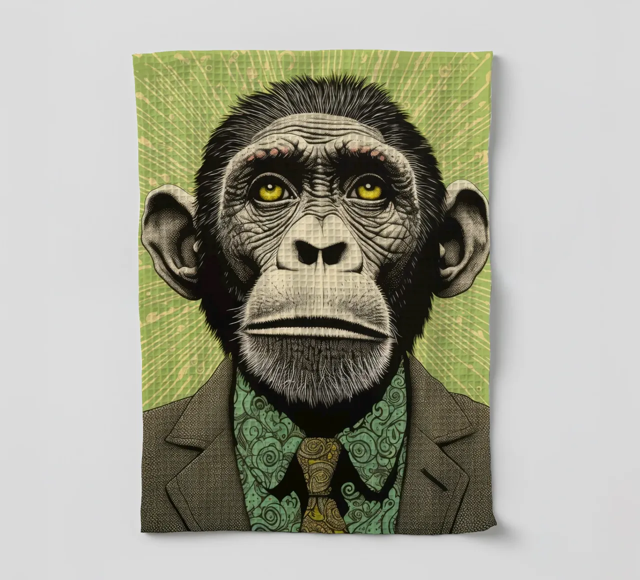 Chimpancé verde 3 paño de cocina de Minimal Animal Art