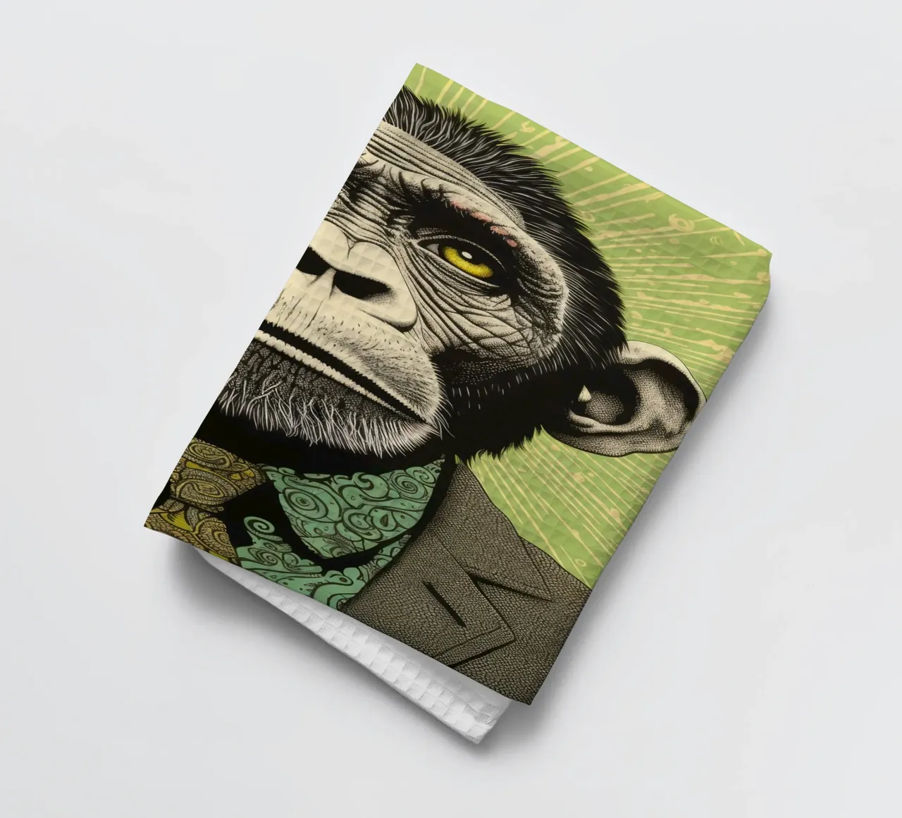 Chimpancé verde 3 paño de cocina de Minimal Animal Art