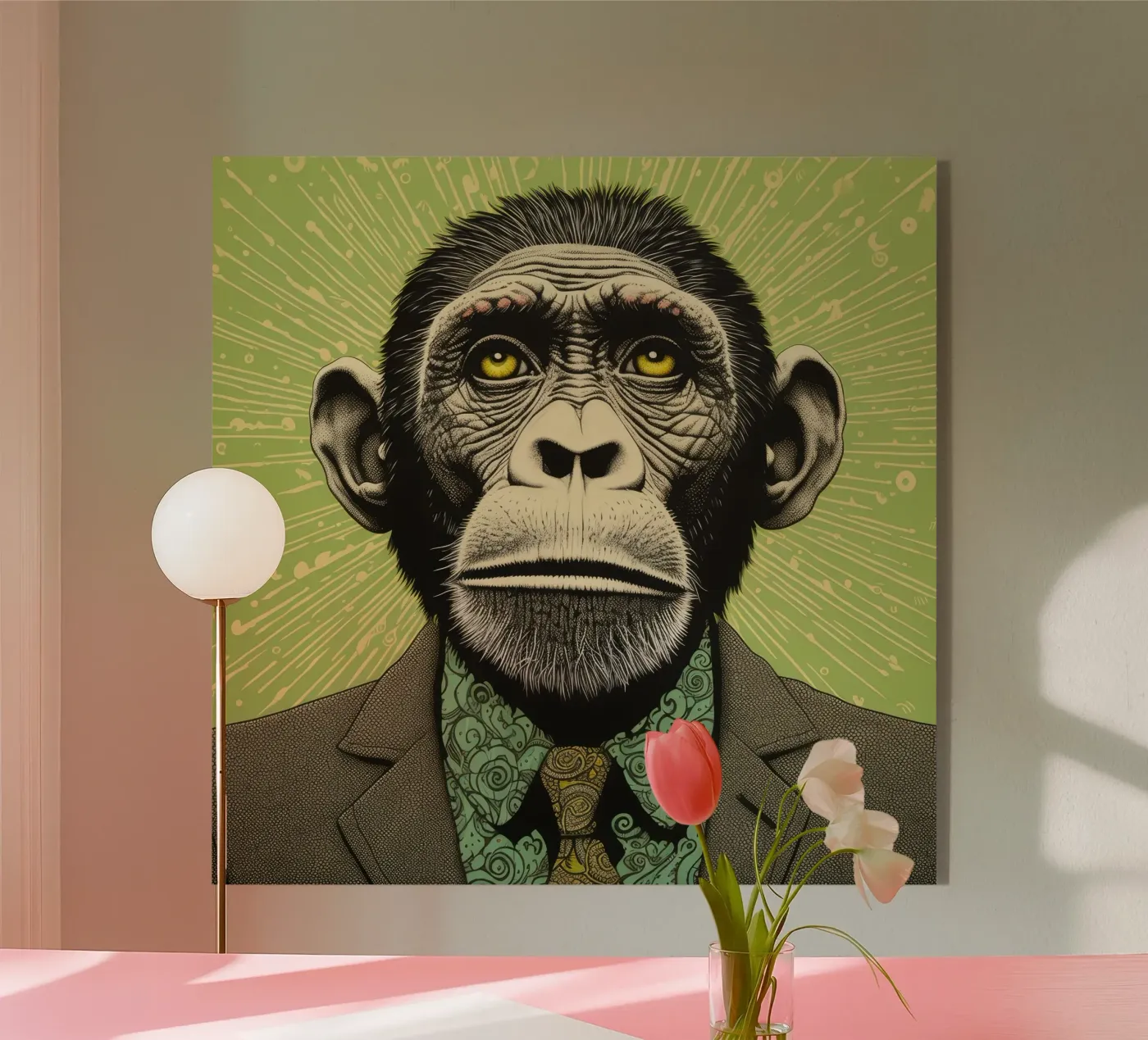 Chimpanzé vert plexiglas de Minimal Animal Art