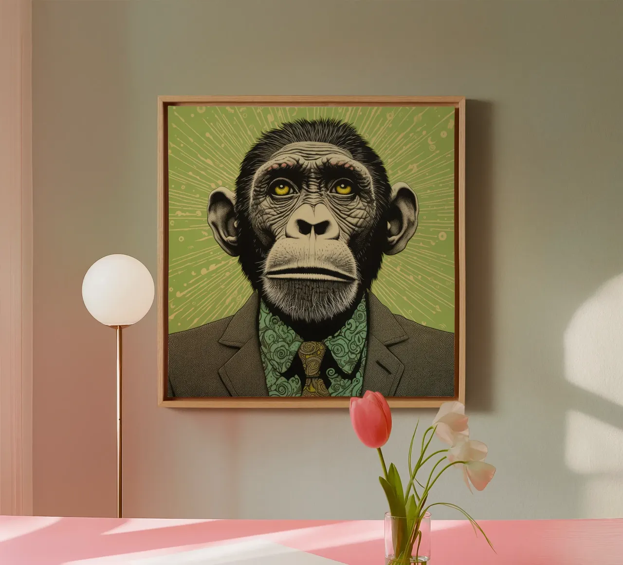 Scimpanzé verde 3 tela da Minimal Animal Art