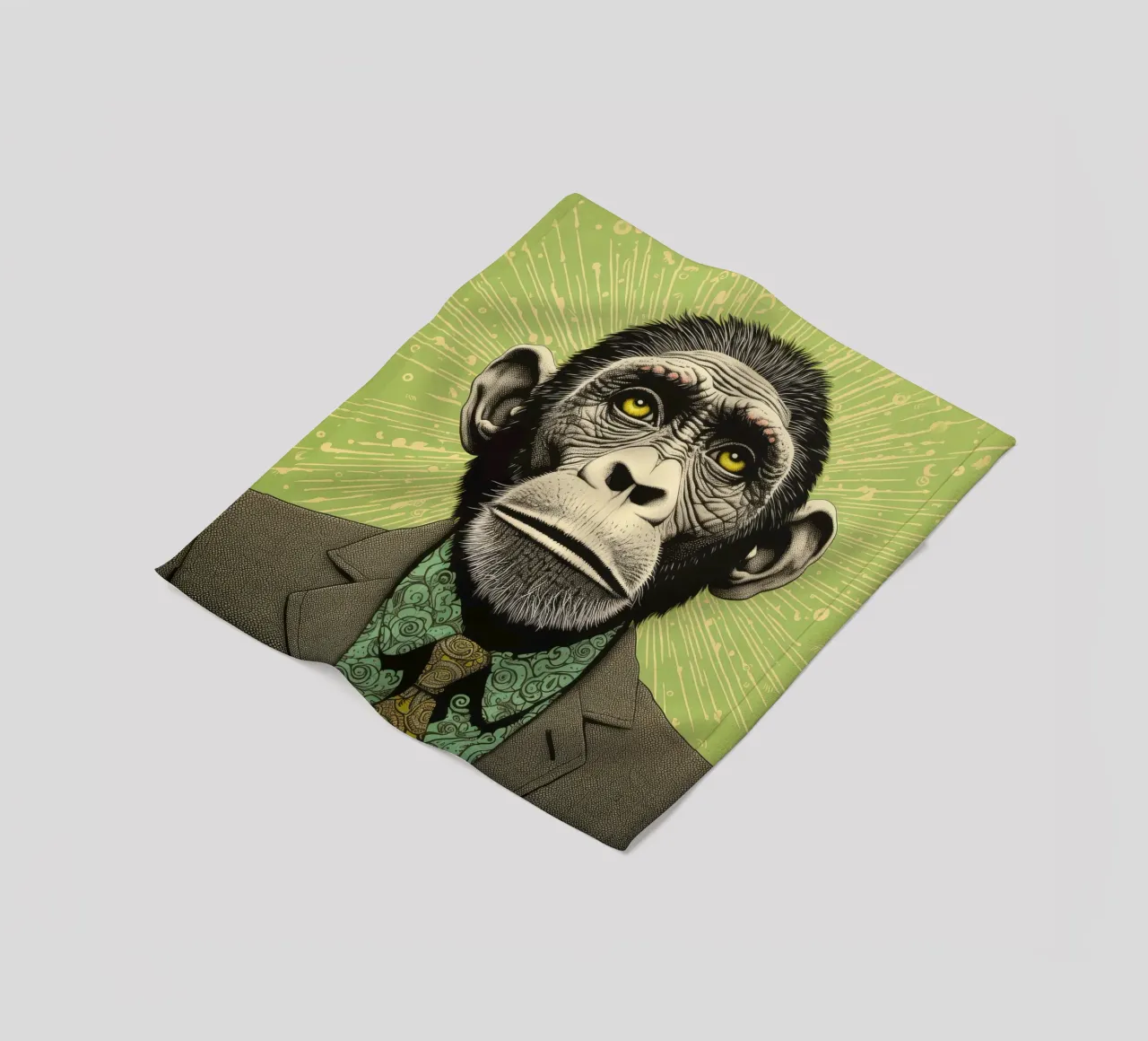 Chimpancé verde 3 manta de franela de Minimal Animal Art