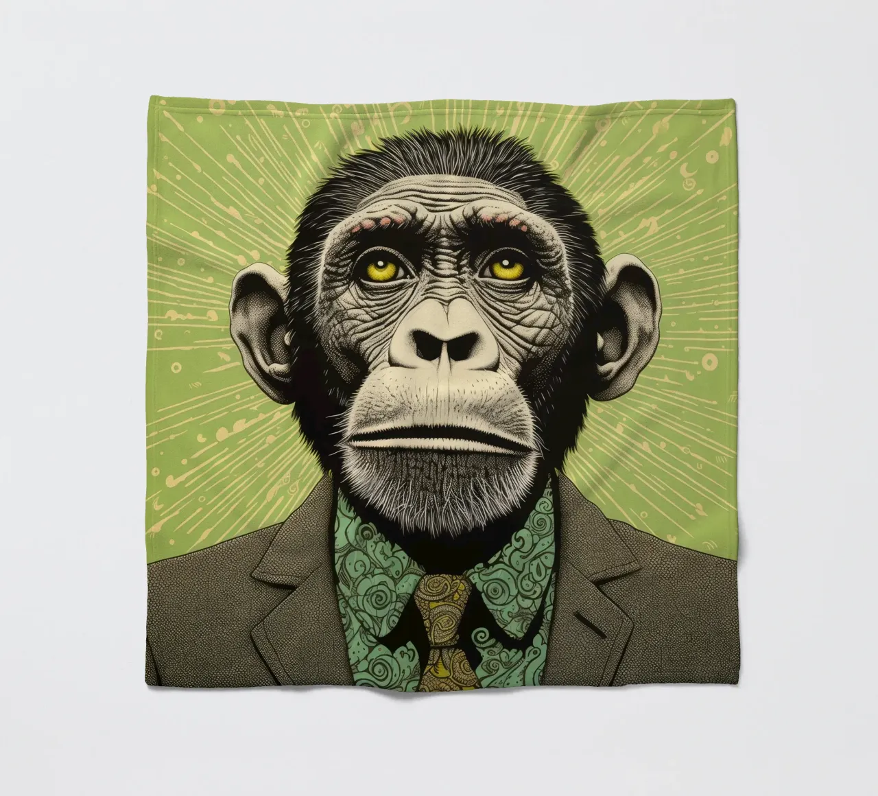 Chimpancé verde 3 manta de franela de Minimal Animal Art