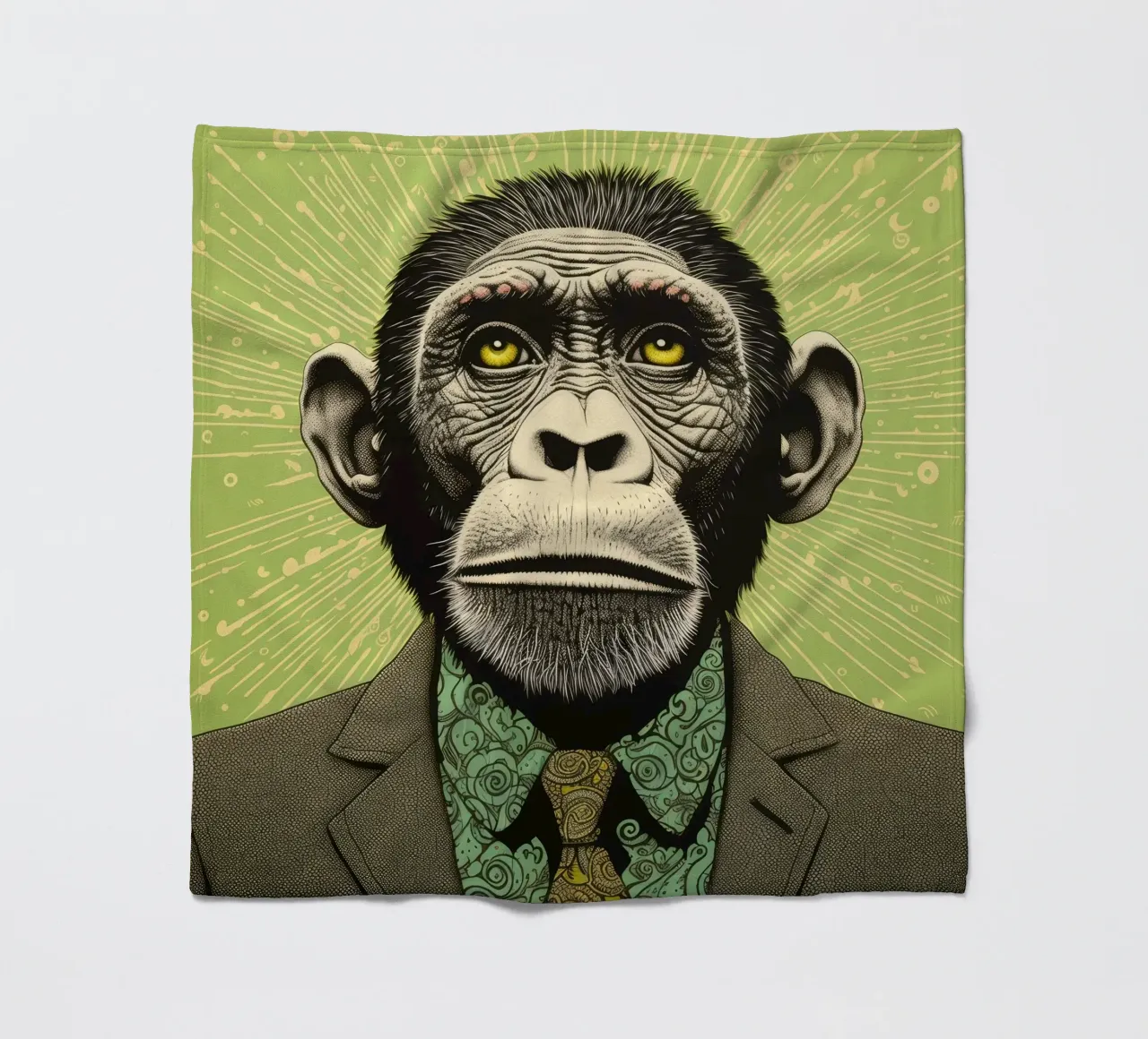 Scimpanzé verde coperta in pile da Minimal Animal Art