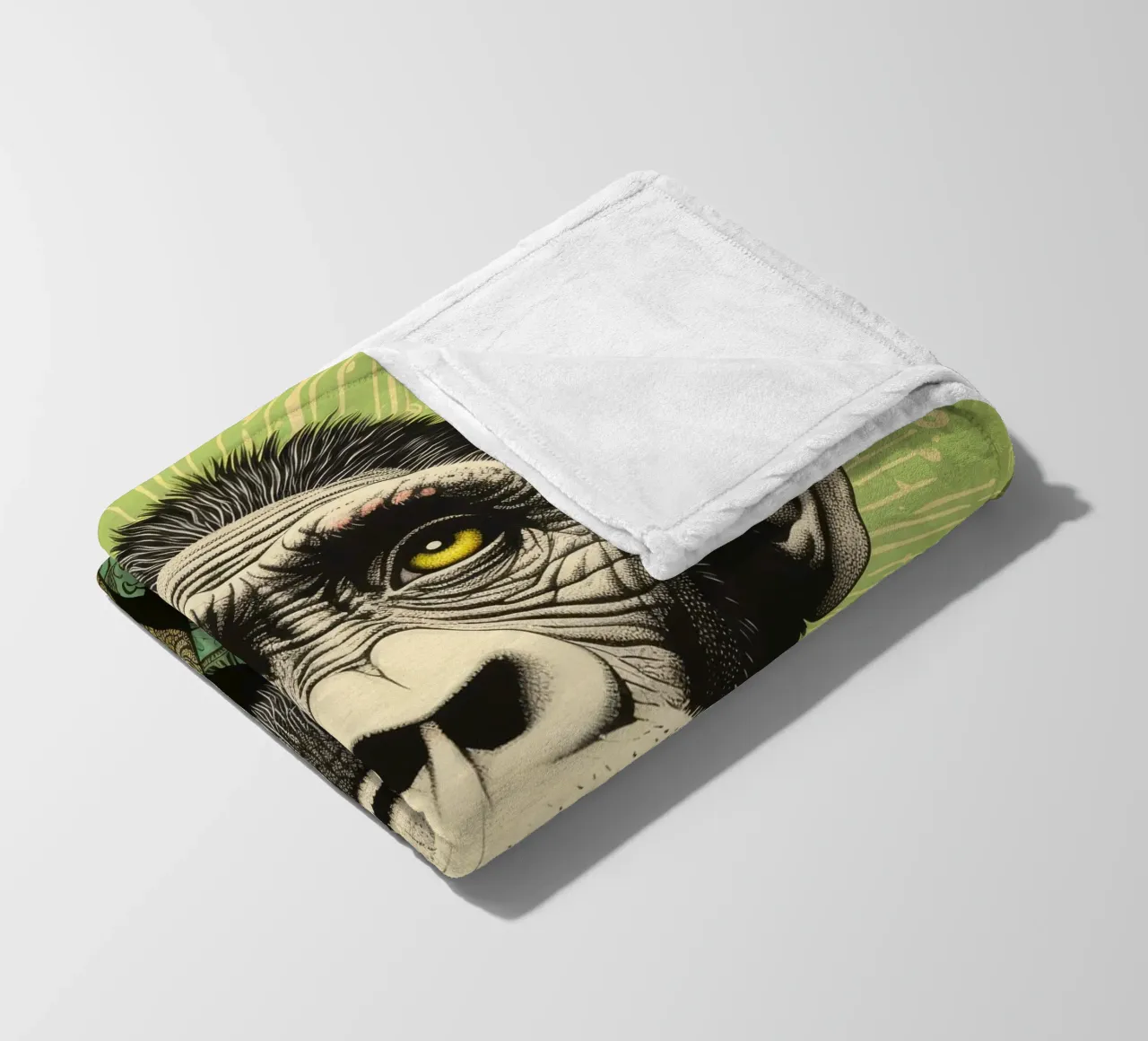 Chimpancé verde 3 manta de franela de Minimal Animal Art
