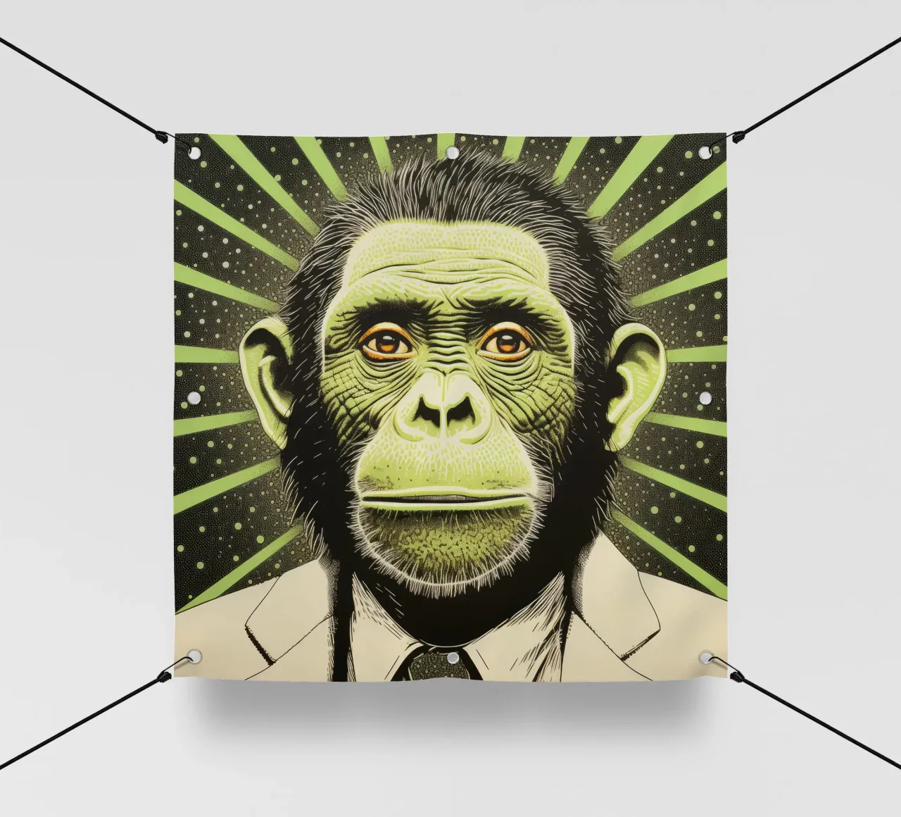 Scimpanzé verde 4 telo in pvc da Minimal Animal Art