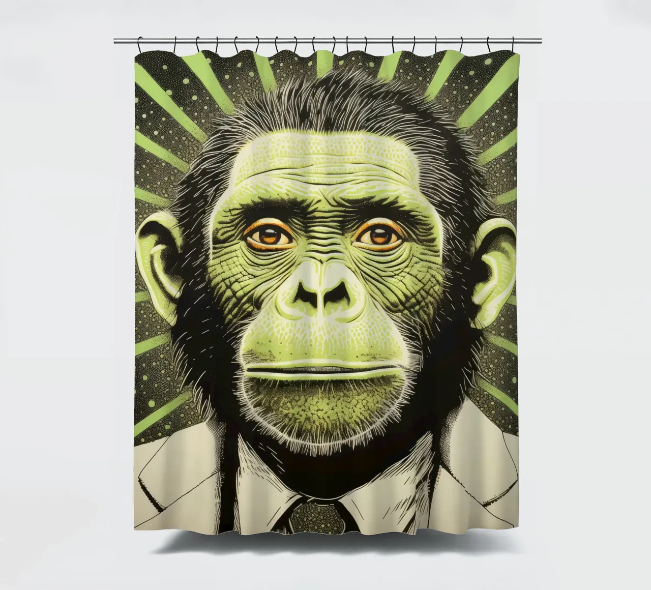 Scimpanzé verde 4 tenda da doccia da Minimal Animal Art