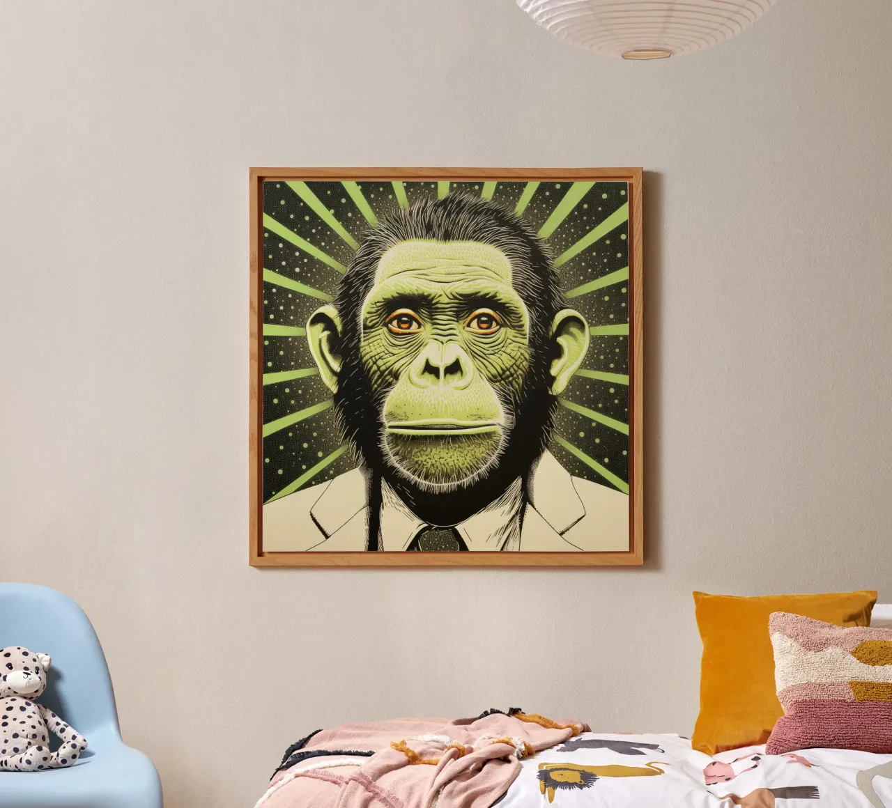 Scimpanzé verde 4 alluminio dibond da Minimal Animal Art