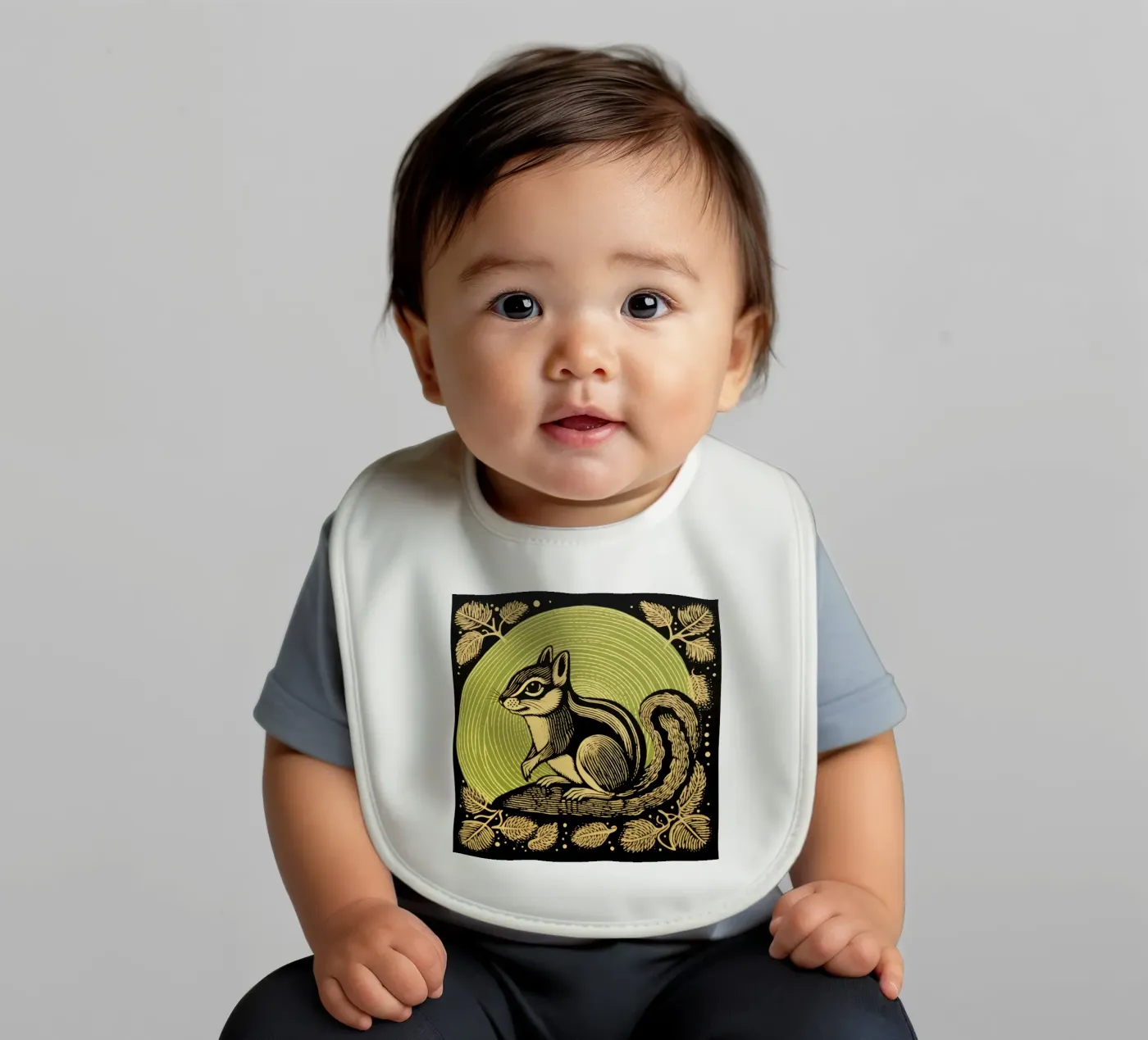 Green Chipmunk Babylätzchen von Minimal Animal Art