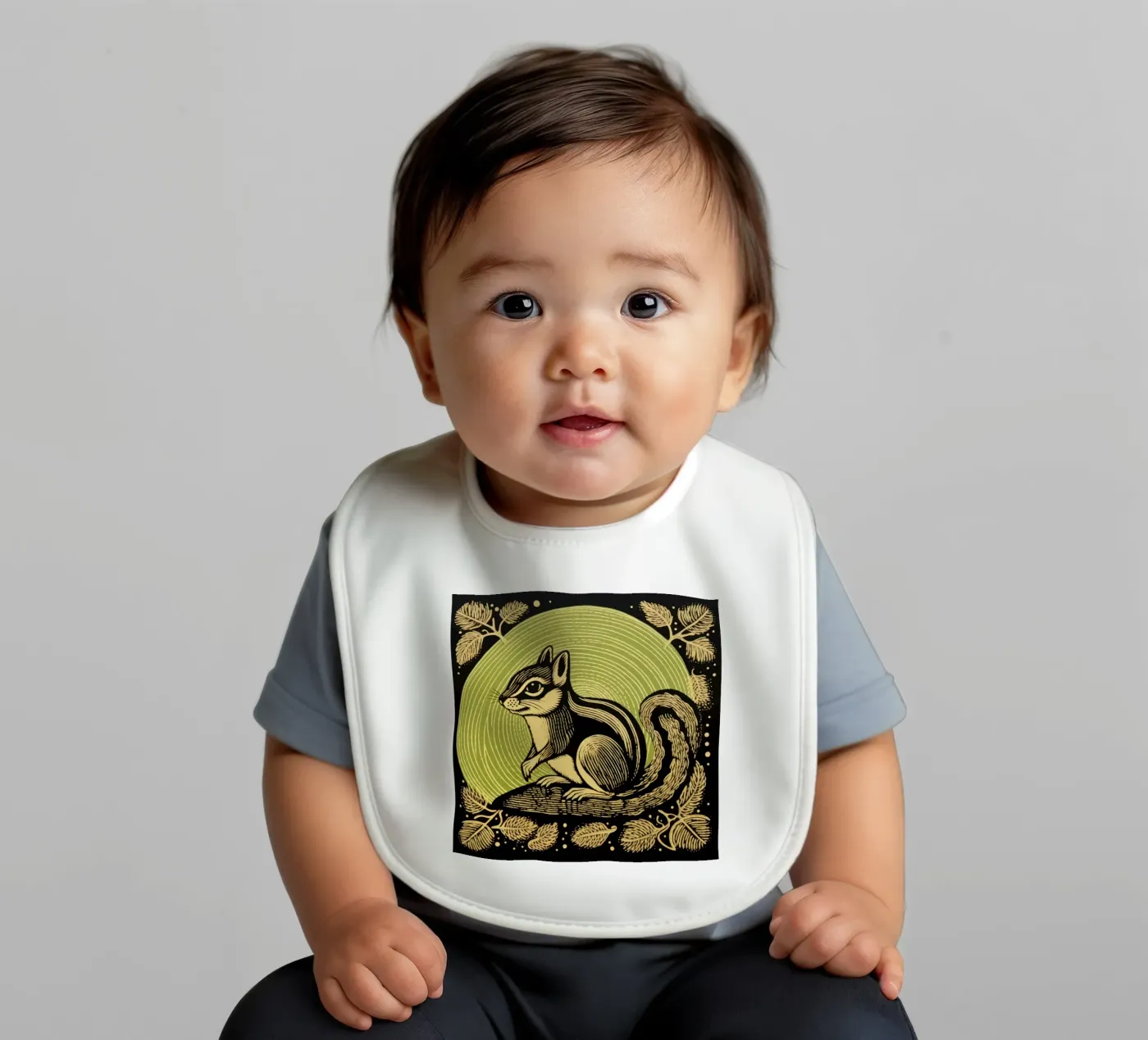 Green Chipmunk Babylätzchen von Minimal Animal Art