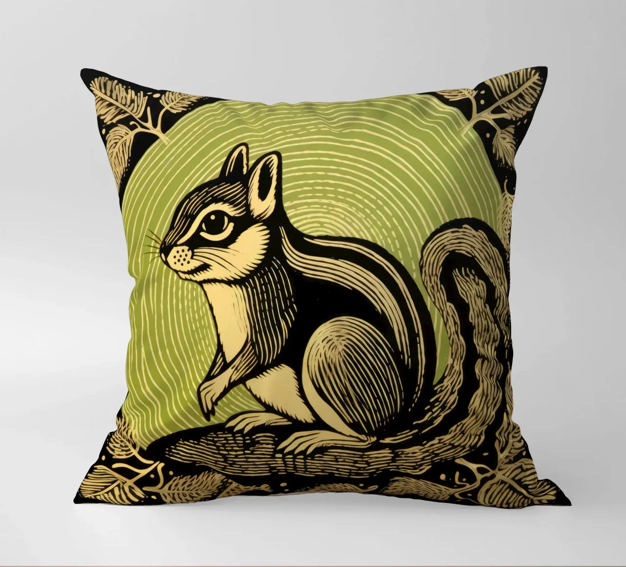 Scoiattolo verde 1 cuscino da Minimal Animal Art