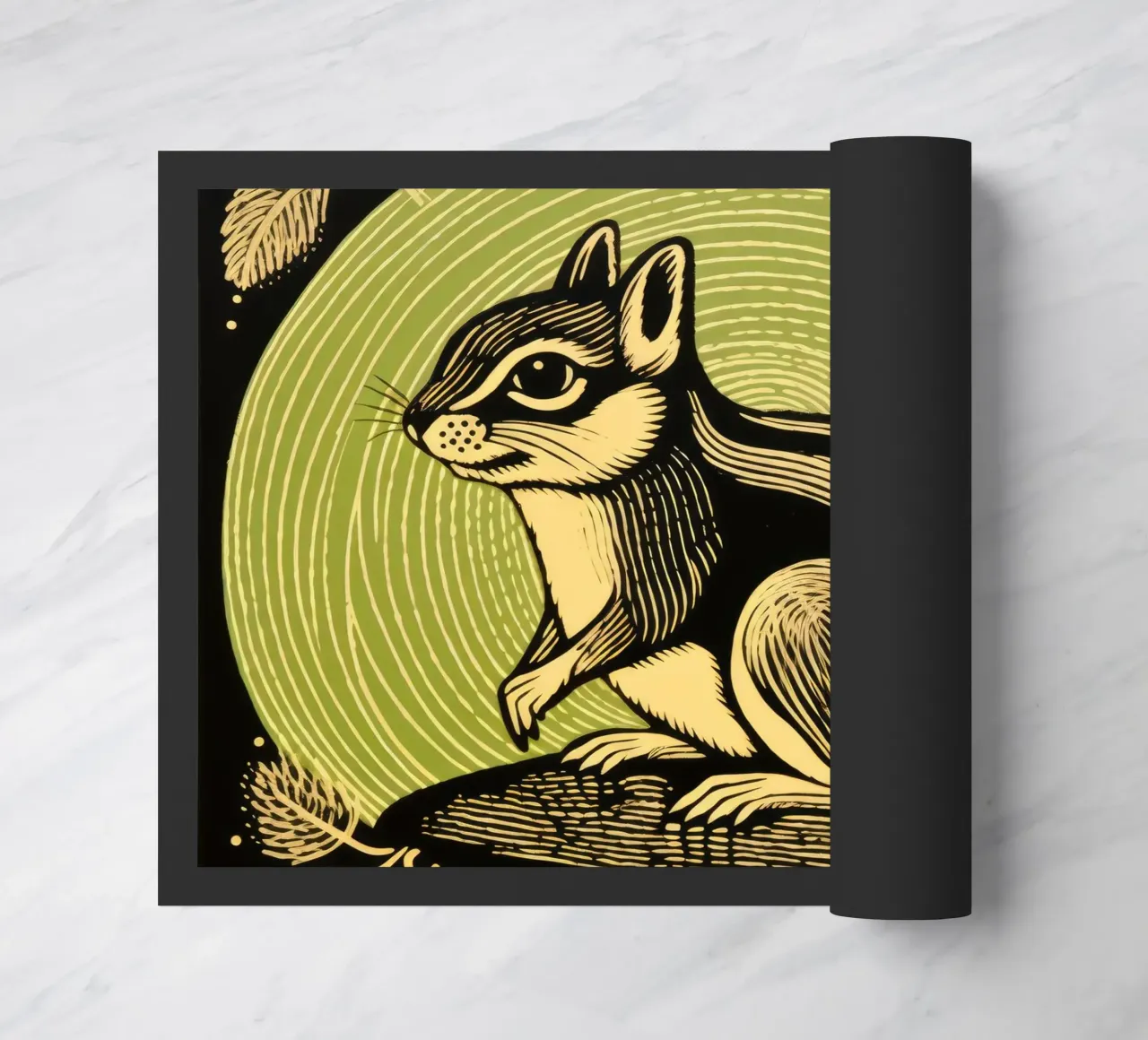 Green Chipmunk doormat by Minimal Animal Art