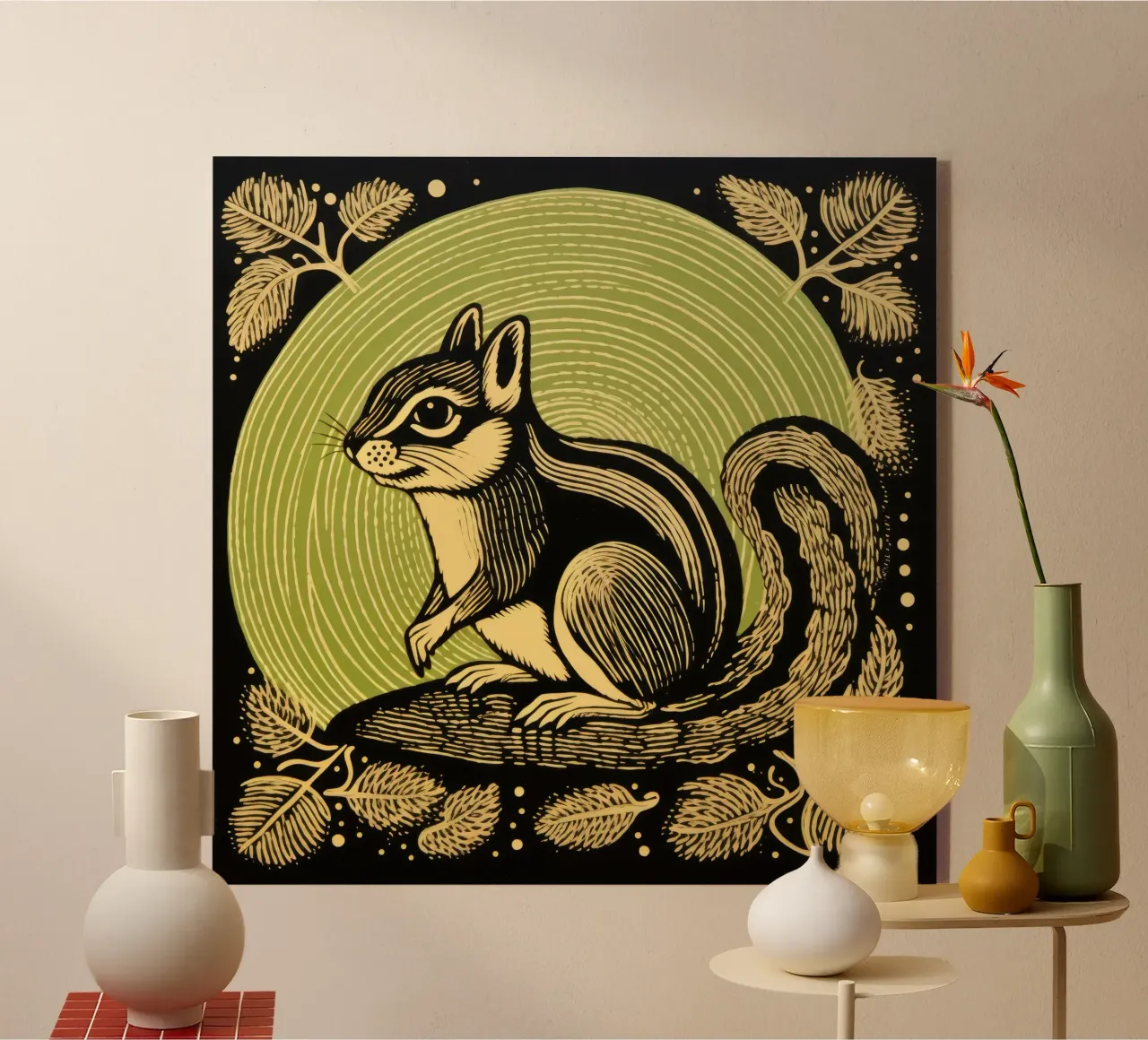 Scoiattolo verde 1 plexiglass da Minimal Animal Art
