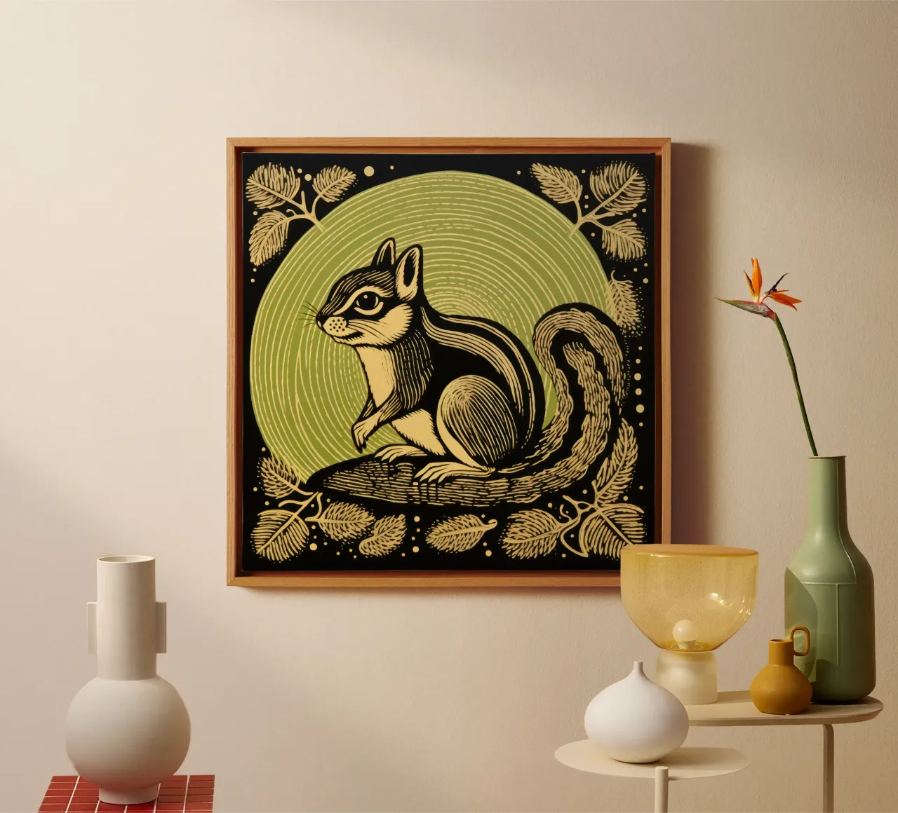 Green Chipmunk 1 canvas by Minimal Animal Art