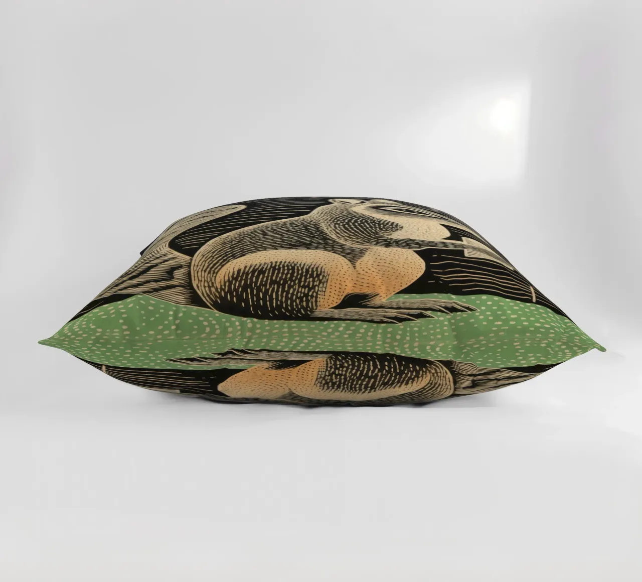 Green Chipmunk 2 decorative cushion by Minimal Animal Art