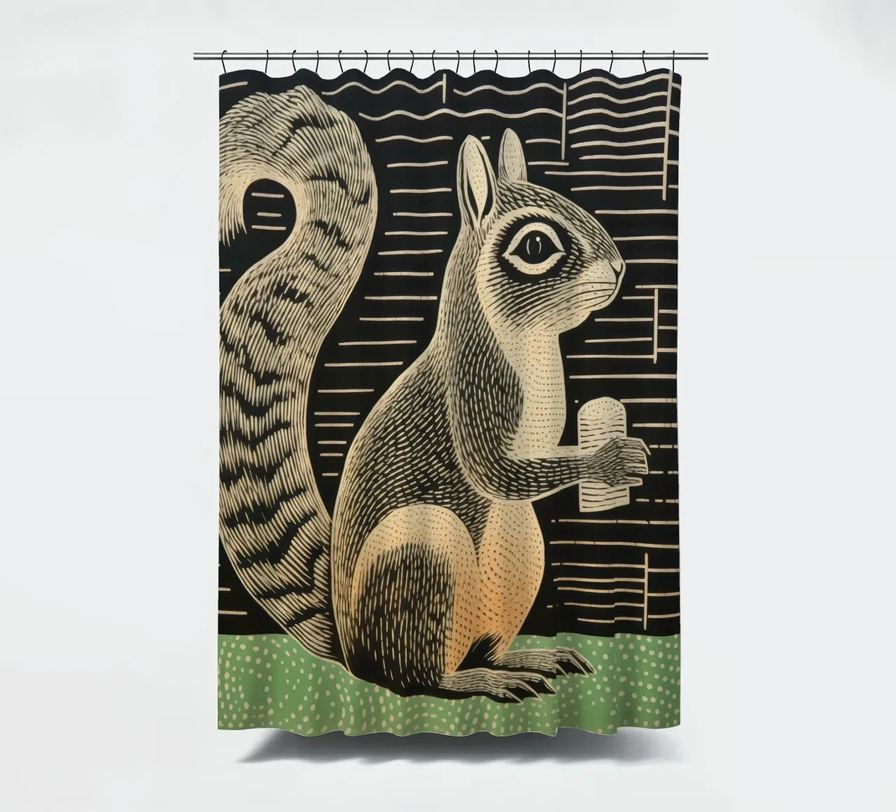 Groene aardeekhoorn 2 douchegordijn van Minimal Animal Art