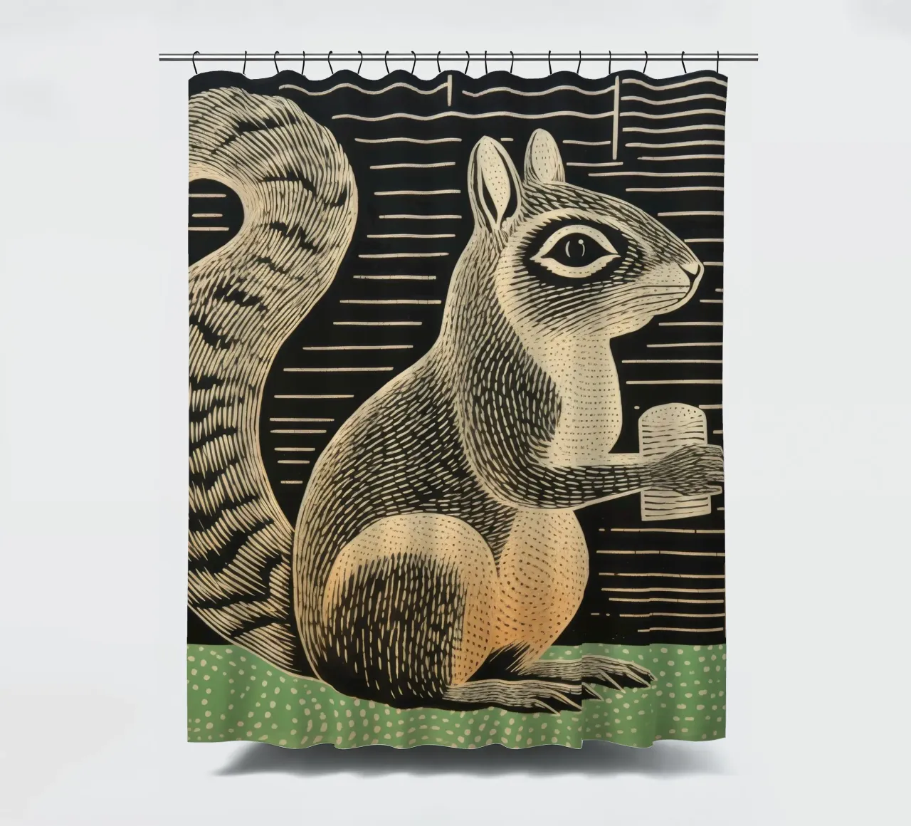 Groene aardeekhoorn 2 douchegordijn van Minimal Animal Art