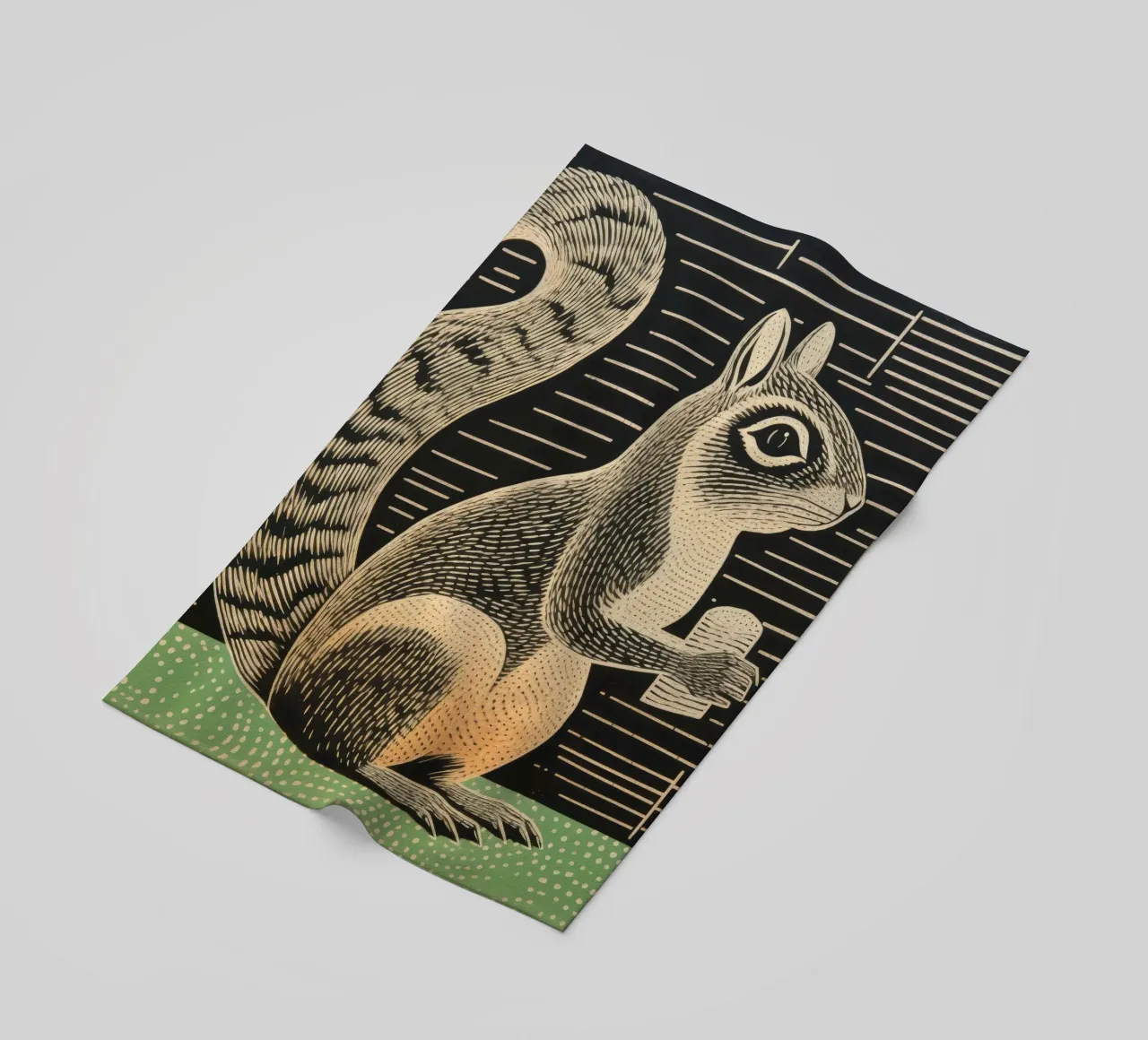 Green Chipmunk 2 beach towel by Minimal Animal Art