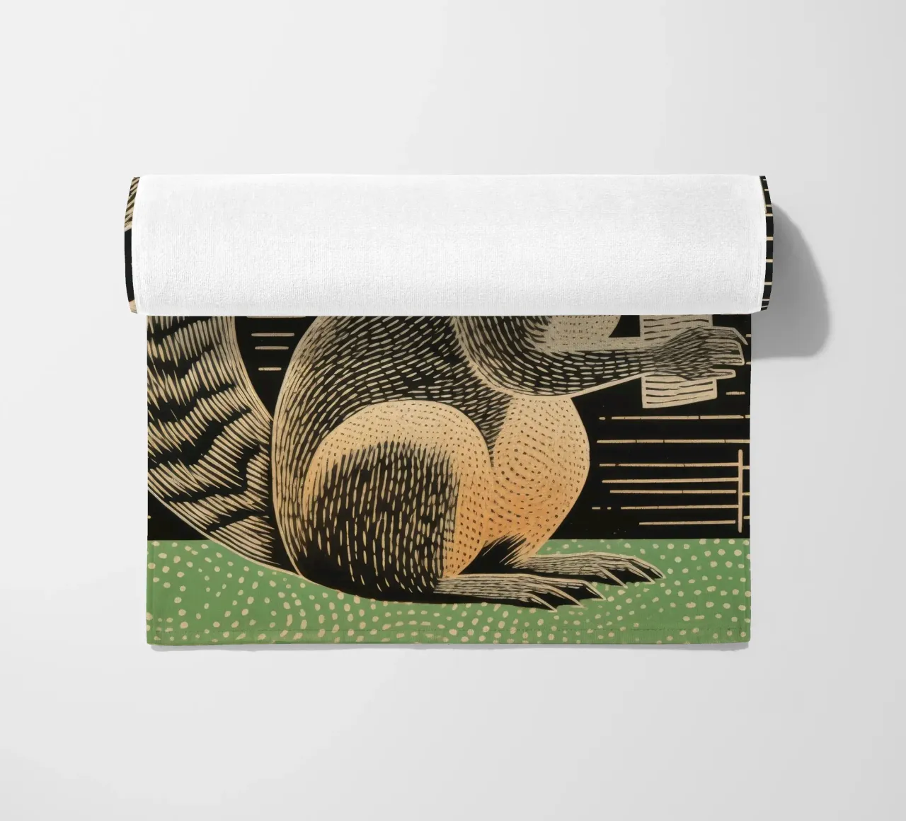 Green Chipmunk 2 beach towel by Minimal Animal Art