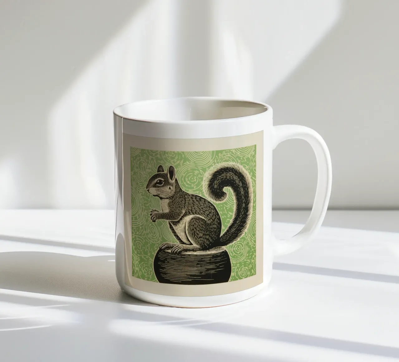 Chipmunk verde 3 tazza in ceramica da Minimal Animal Art