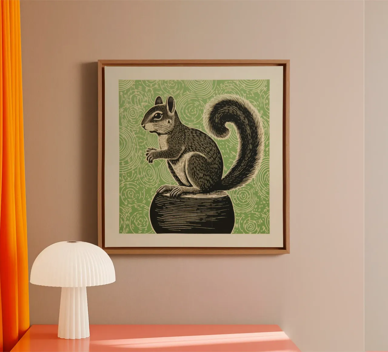 Groene aardeekhoorn 3 canvas met Baklijst van Minimal Animal Art