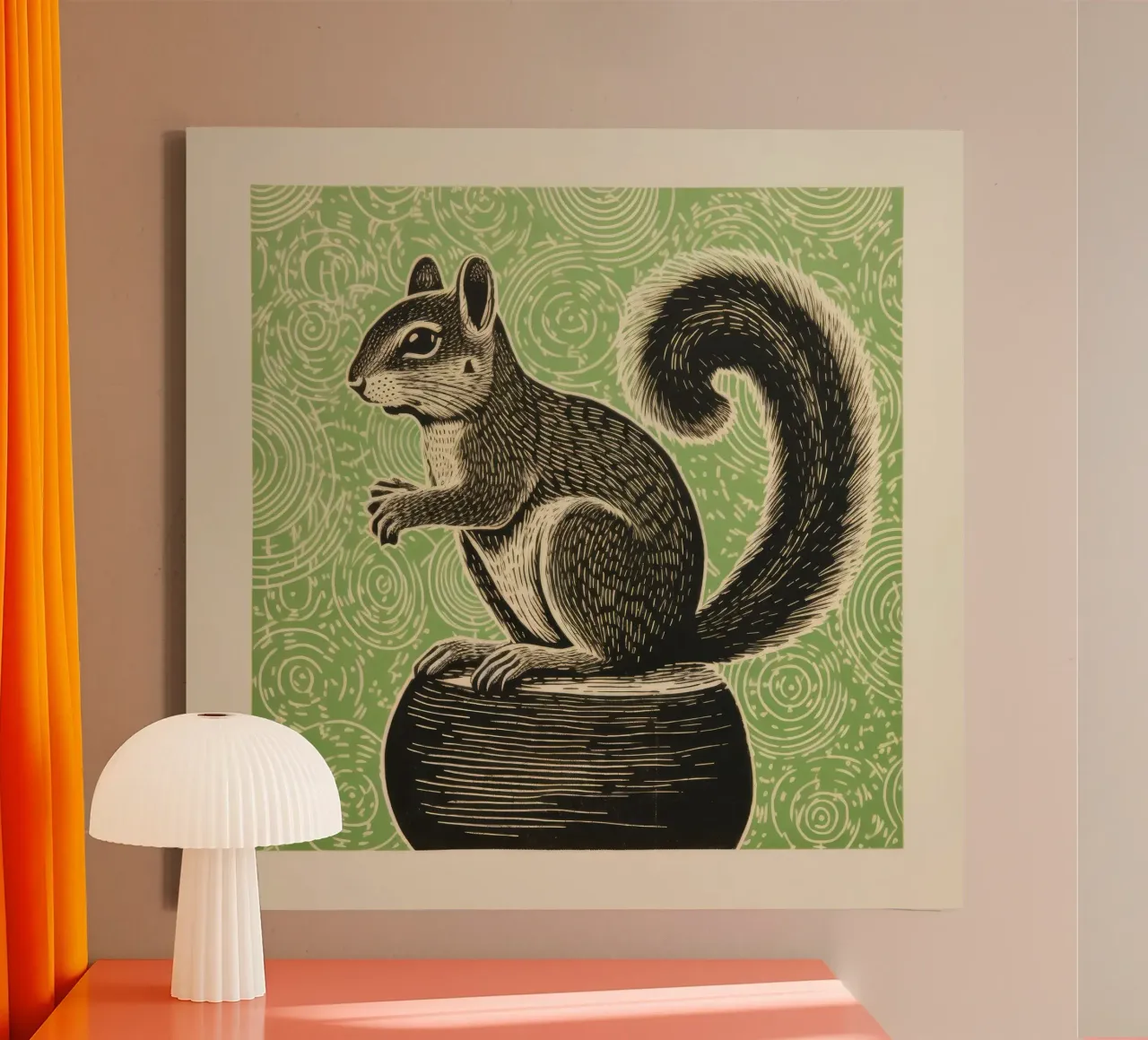 Groene aardeekhoorn 3 canvas met Baklijst van Minimal Animal Art