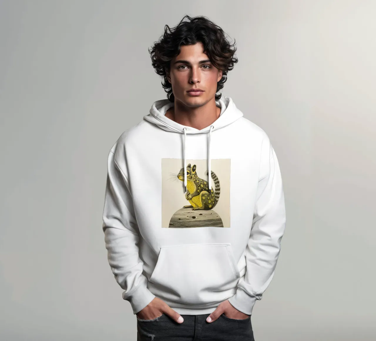 Scoiattolo verde 4 felpa con cappuccio da Minimal Animal Art