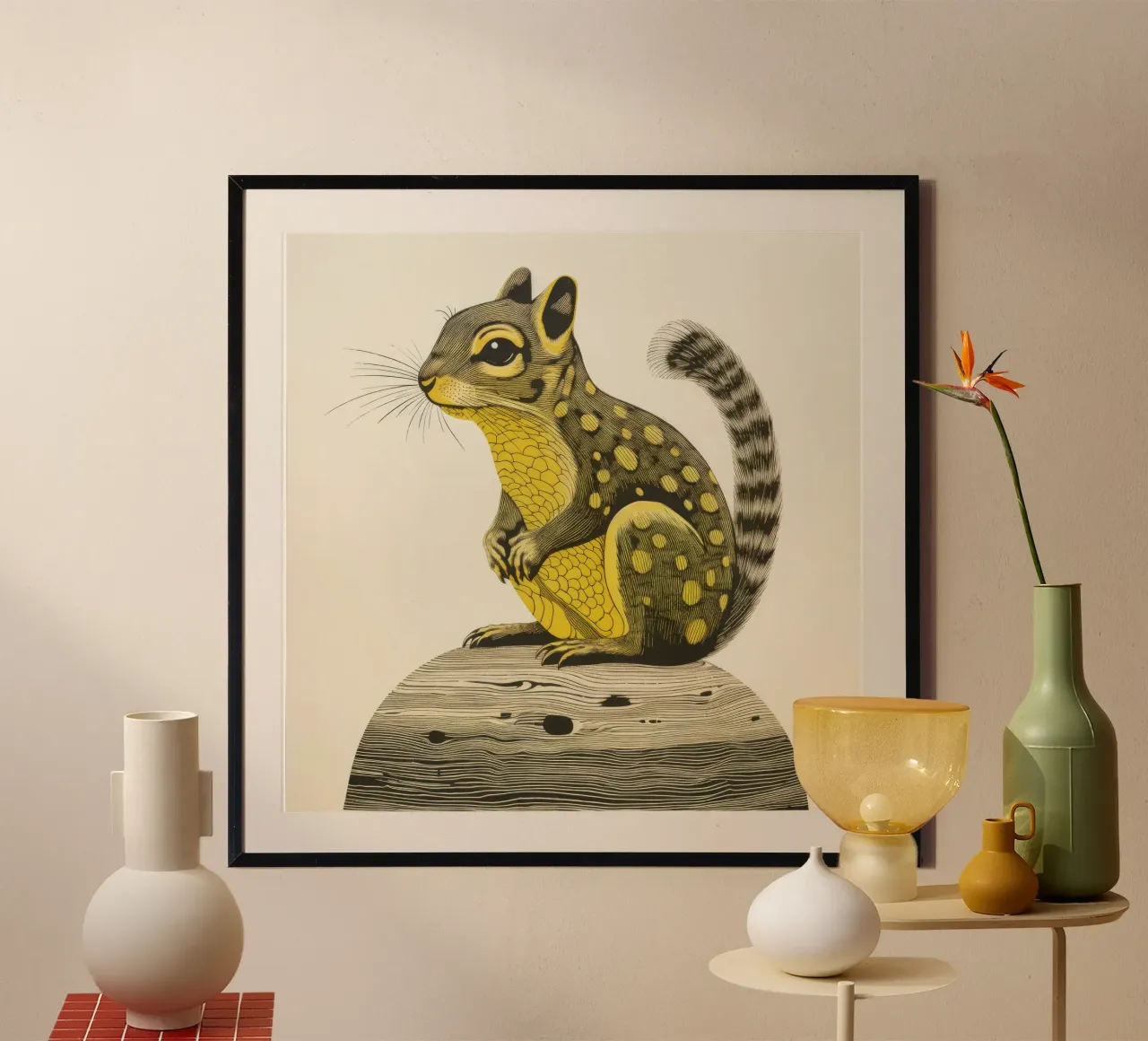 Scoiattolo verde 4 poster con telaio in plastica da Minimal Animal Art