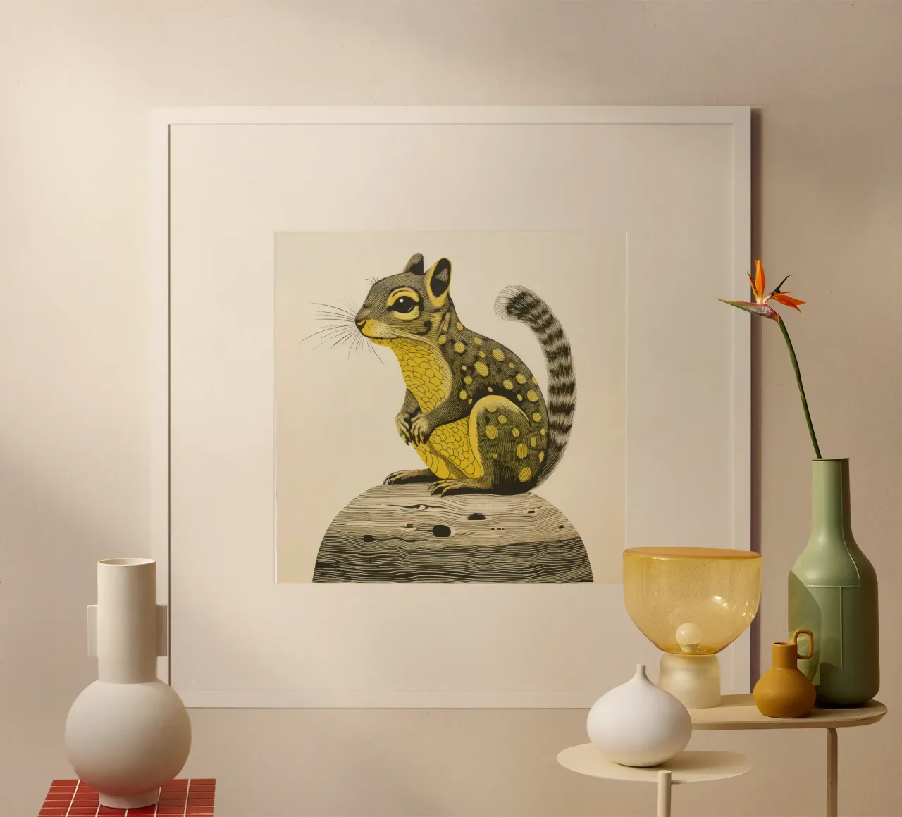 Scoiattolo verde 4 poster con telaio in plastica da Minimal Animal Art