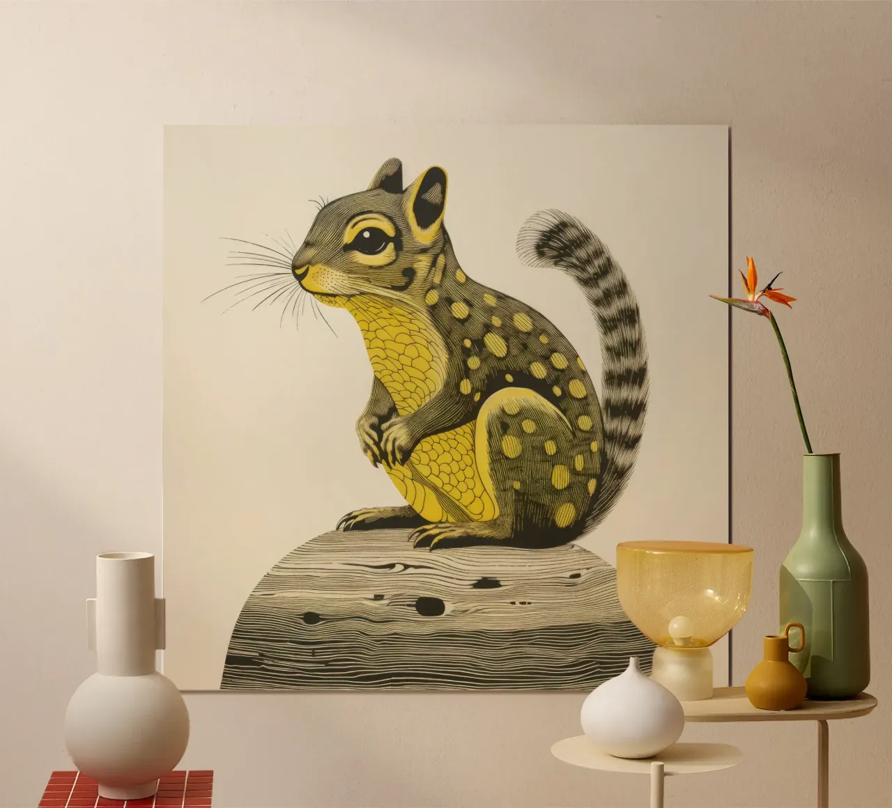 Scoiattolo verde 4 poster con telaio in plastica da Minimal Animal Art