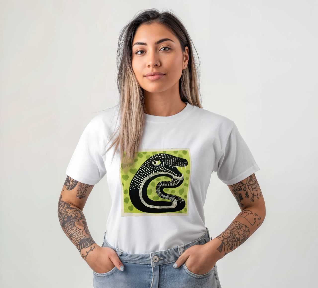 Cobra verde 1 t-shirt da Minimal Animal Art