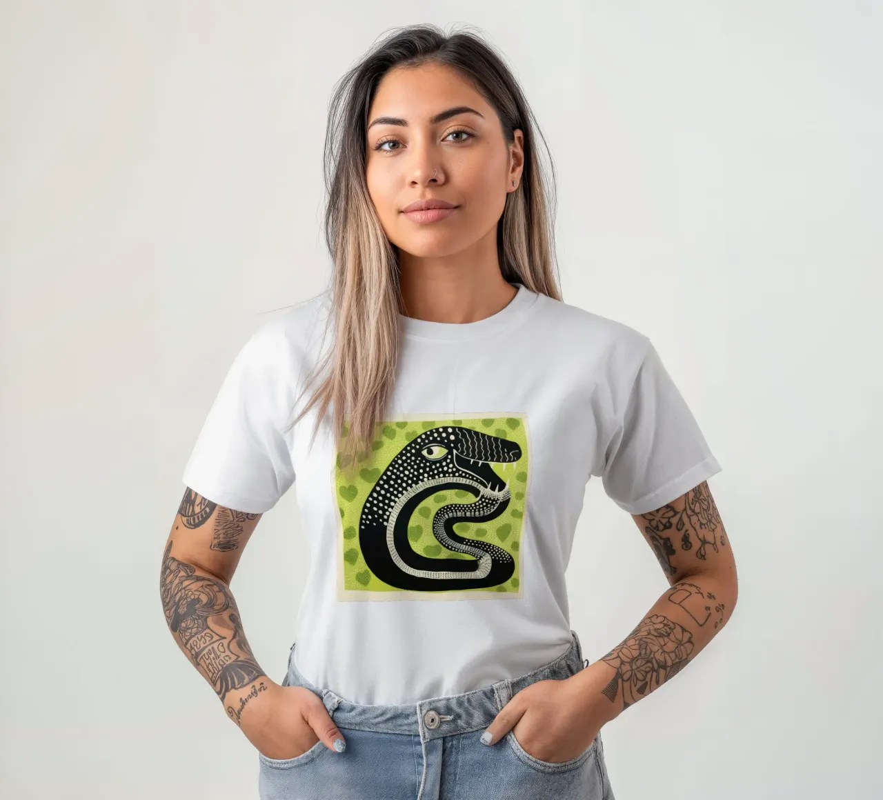 Green Cobra t-shirt by Minimal Animal Art